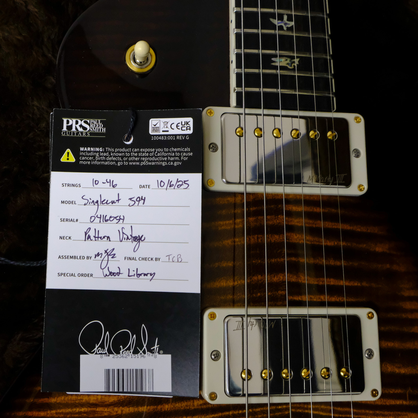 PRS Wood Library McCarty 594 Singlecut Flame Maple - Black Gold Burst