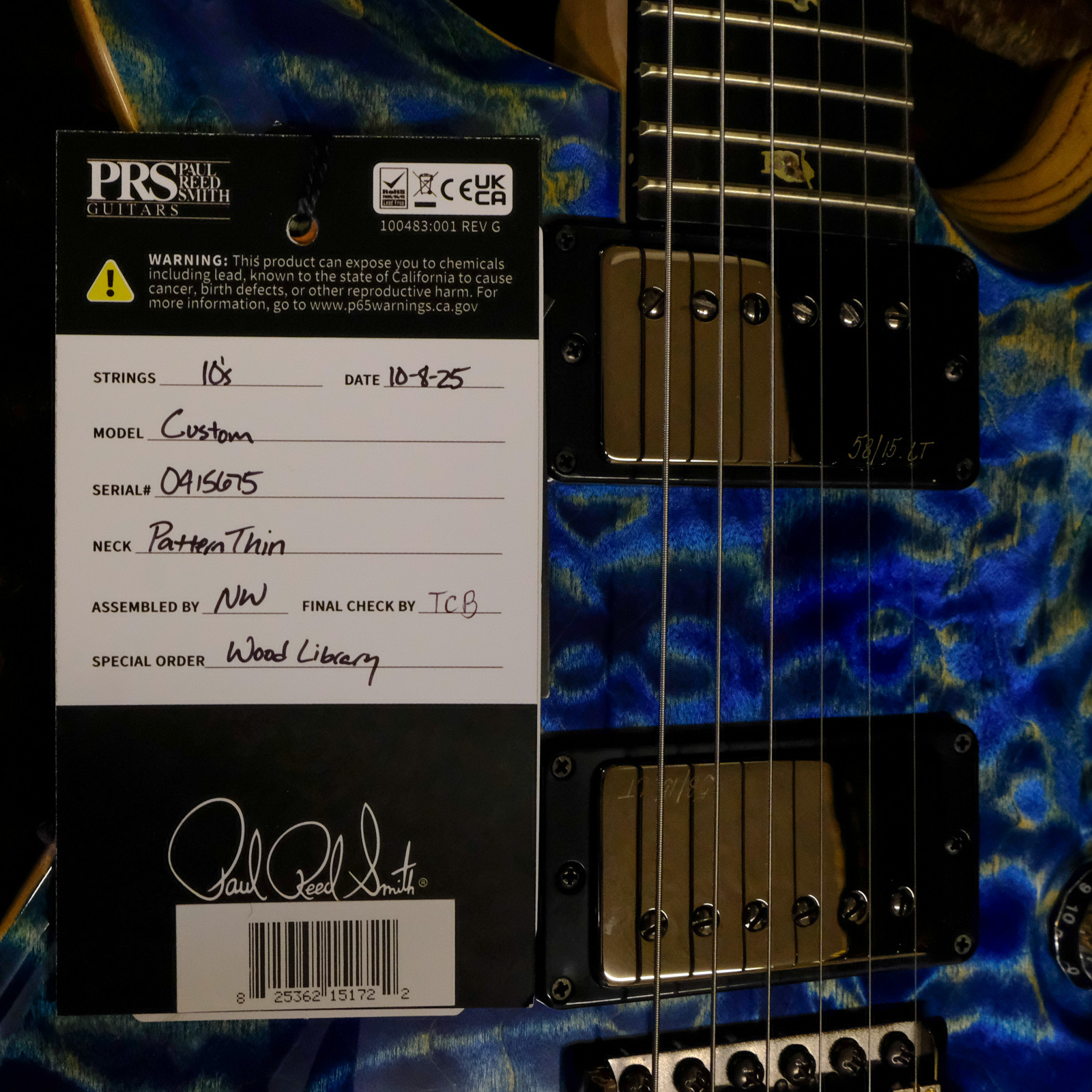 PRS Wood Library Custom 24 10-Top Quilted Maple - Faded Blue Jean with Natural Back