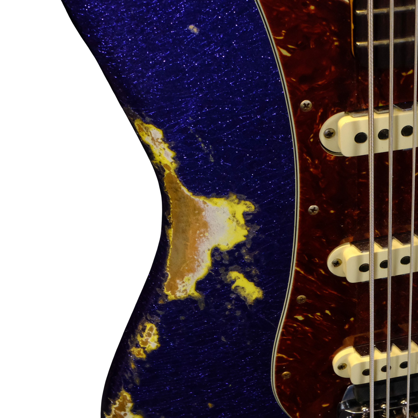 Fender Custom Shop Bass VI Journeyman Relic - Purple Sparkle over Graffiti Yellow