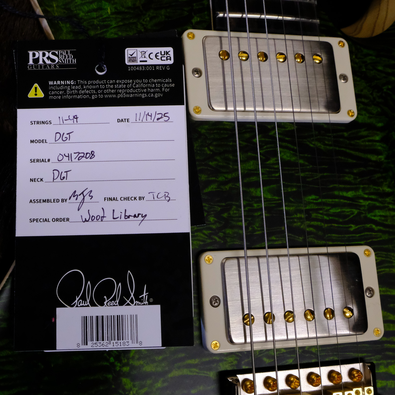 PRS Wood Library DGT Flame Maple - Jade