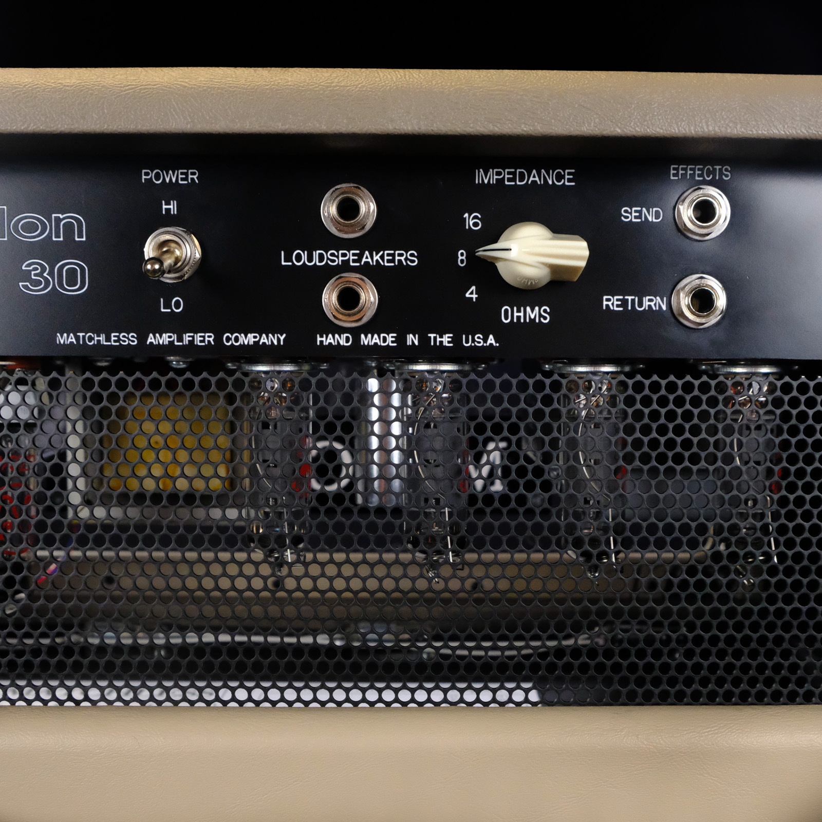 Matchless Avalon 30 Plexi Head Amp and 1x12 Cabinet - Cappuccino, Elk Beige Front, Gold Grill