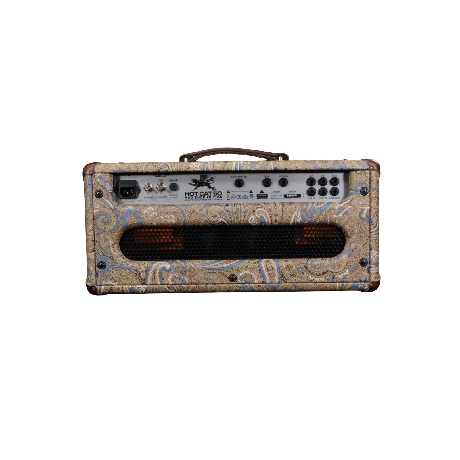 Bad Cat Mod Shop Hot Cat 50 Head and 1x12 Extension Cabinet - Custom Blue and Brown Paisley