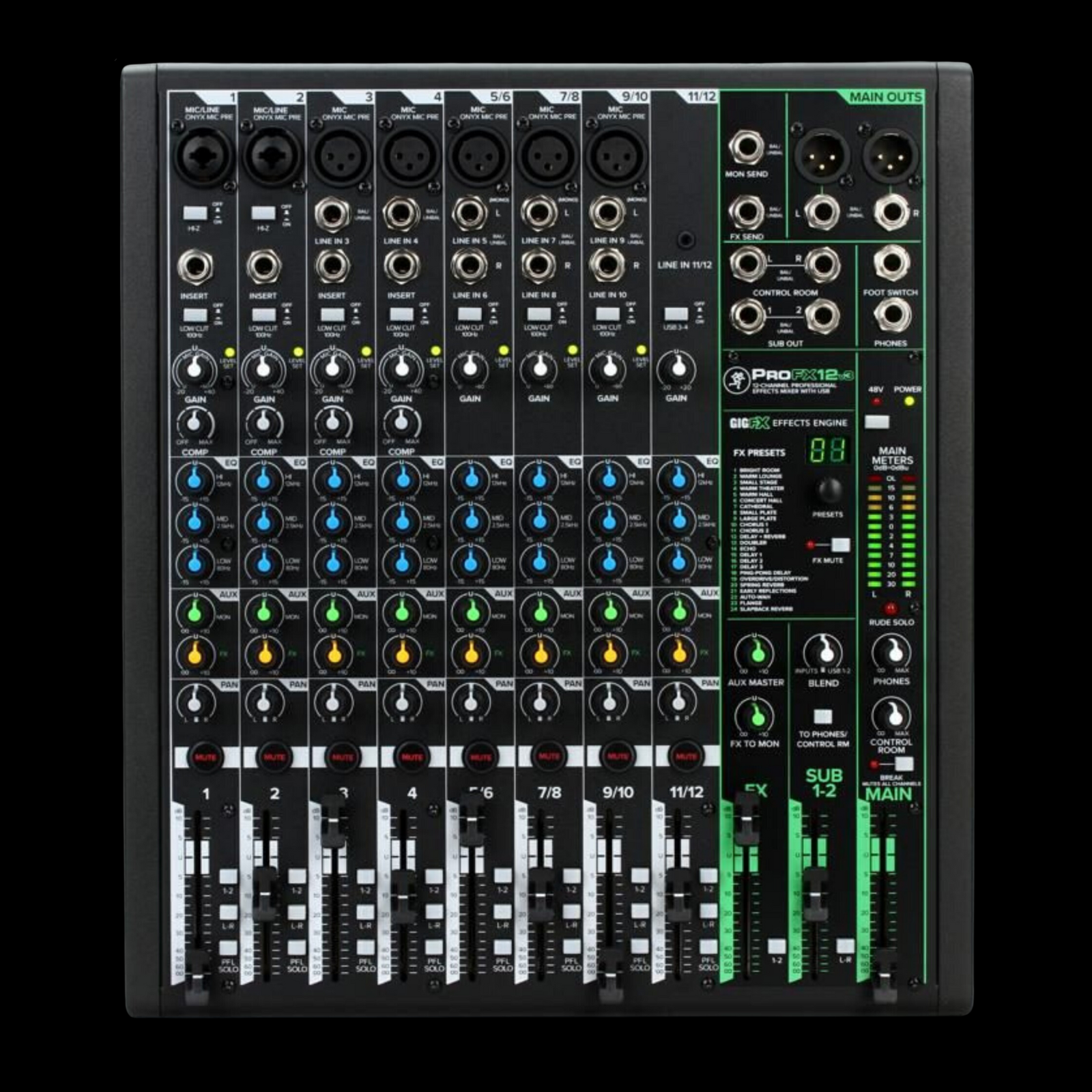 Mackie ProFX12v3 12-channel Mixer with USB / Effects - Palen Music