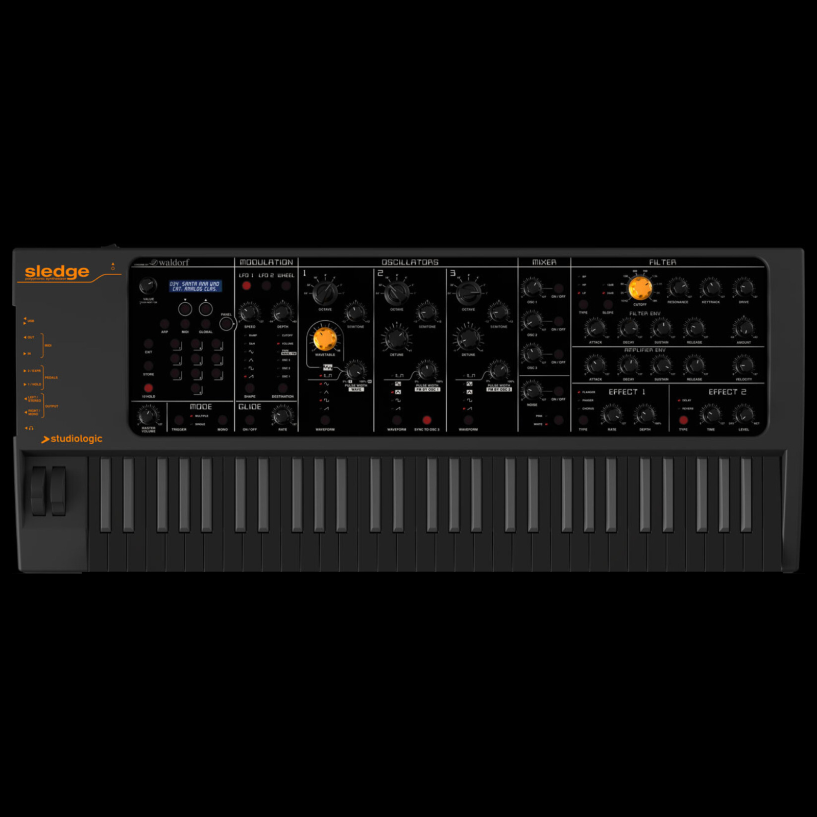 Studiologic Sledge 2.0 Black Virtual Analog Synthesizers - Palen Music