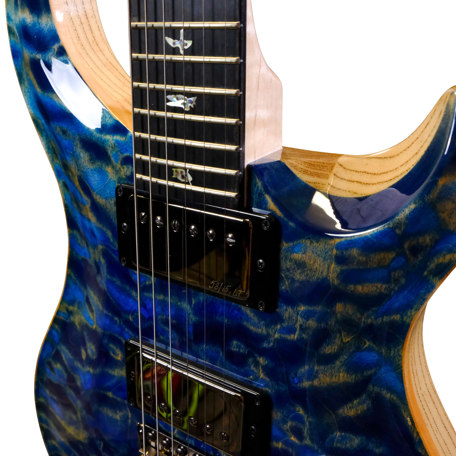 PRS Wood Library Custom 24 10-Top Quilted Maple - Faded Blue Jean with Natural Back