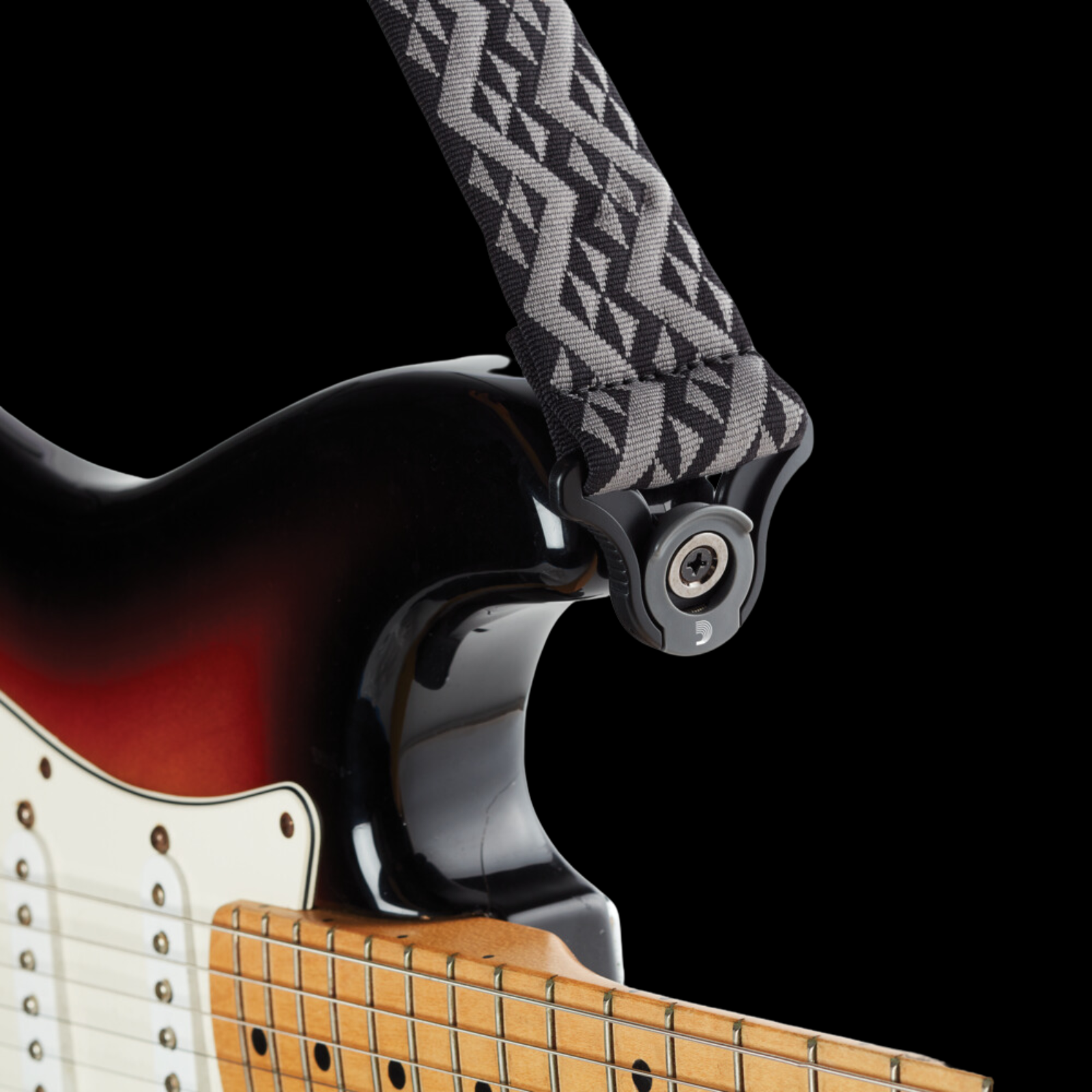 D'Addario Auto Lock Padded Strap Black/Grey - Palen Music