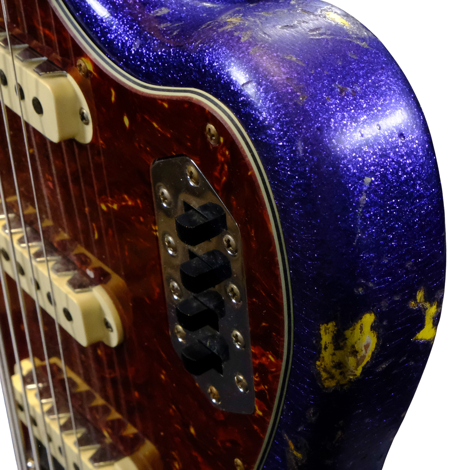 Fender Custom Shop Bass VI Journeyman Relic - Purple Sparkle over Graffiti Yellow