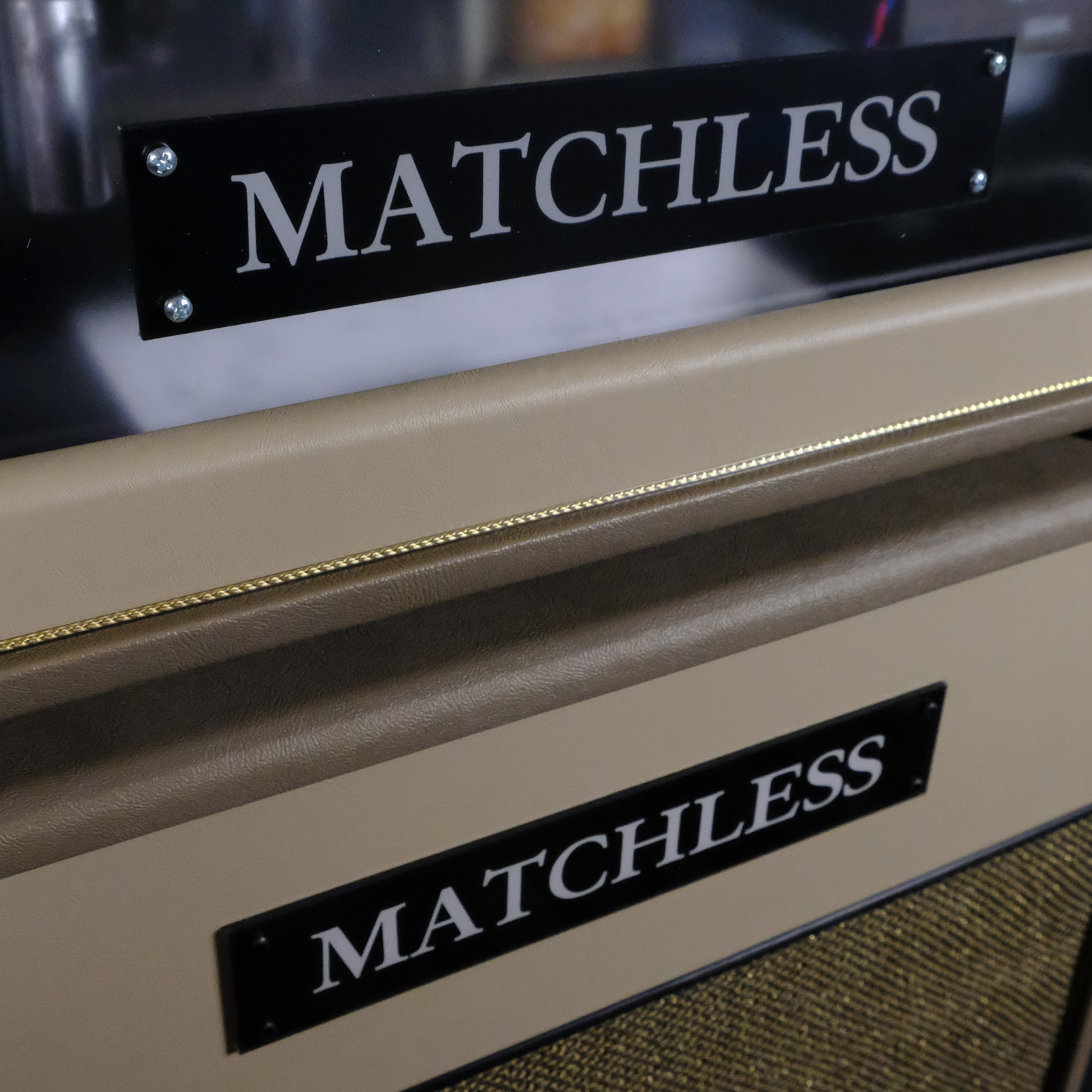 Matchless Avalon 30 Plexi Head Amp and 1x12 Cabinet - Cappuccino, Elk Beige Front, Gold Grill
