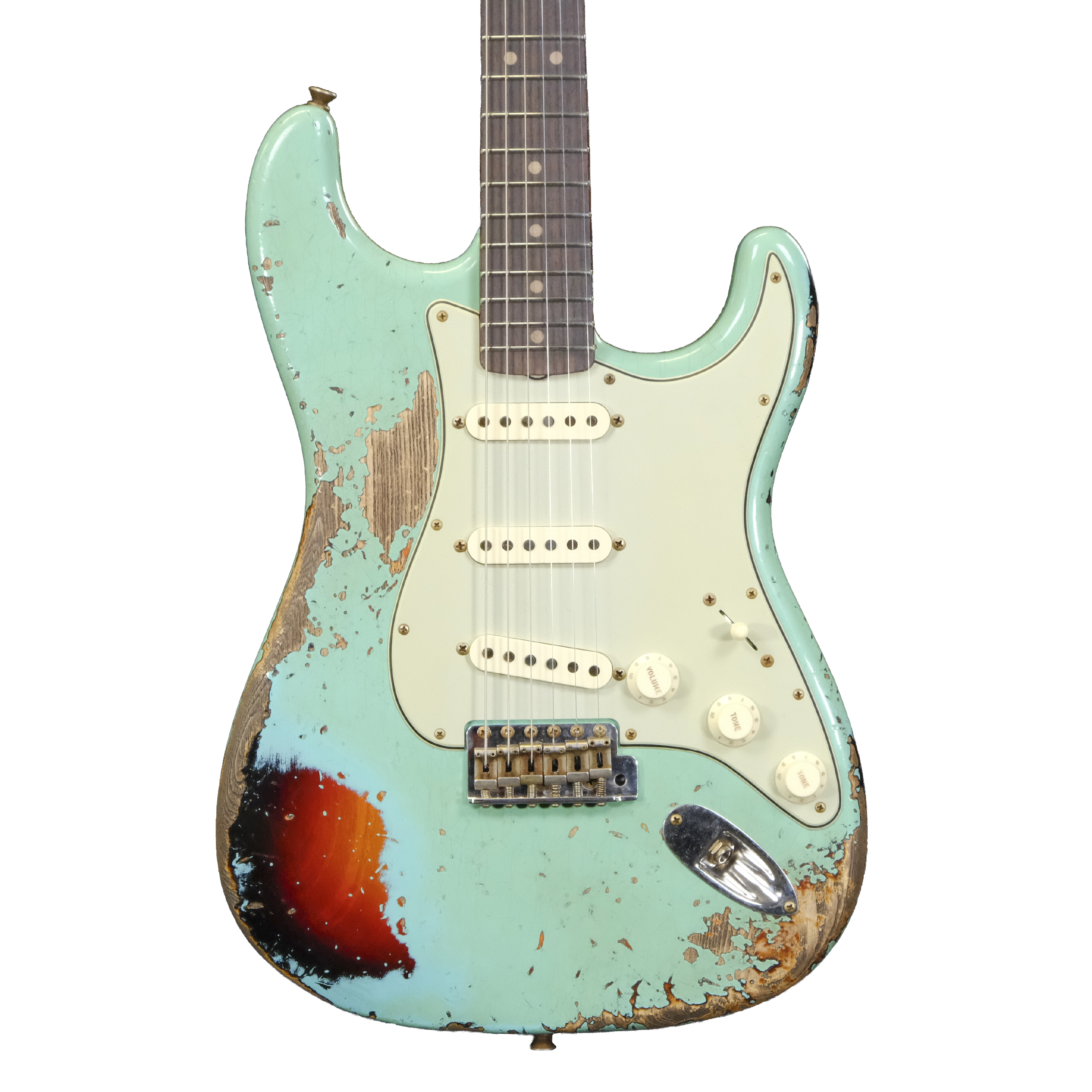 Fender Custom Shop '63 Stratocaster Super Heavy Relic - Super Faded Aged Seafoam Green over 3-Color Sunburst