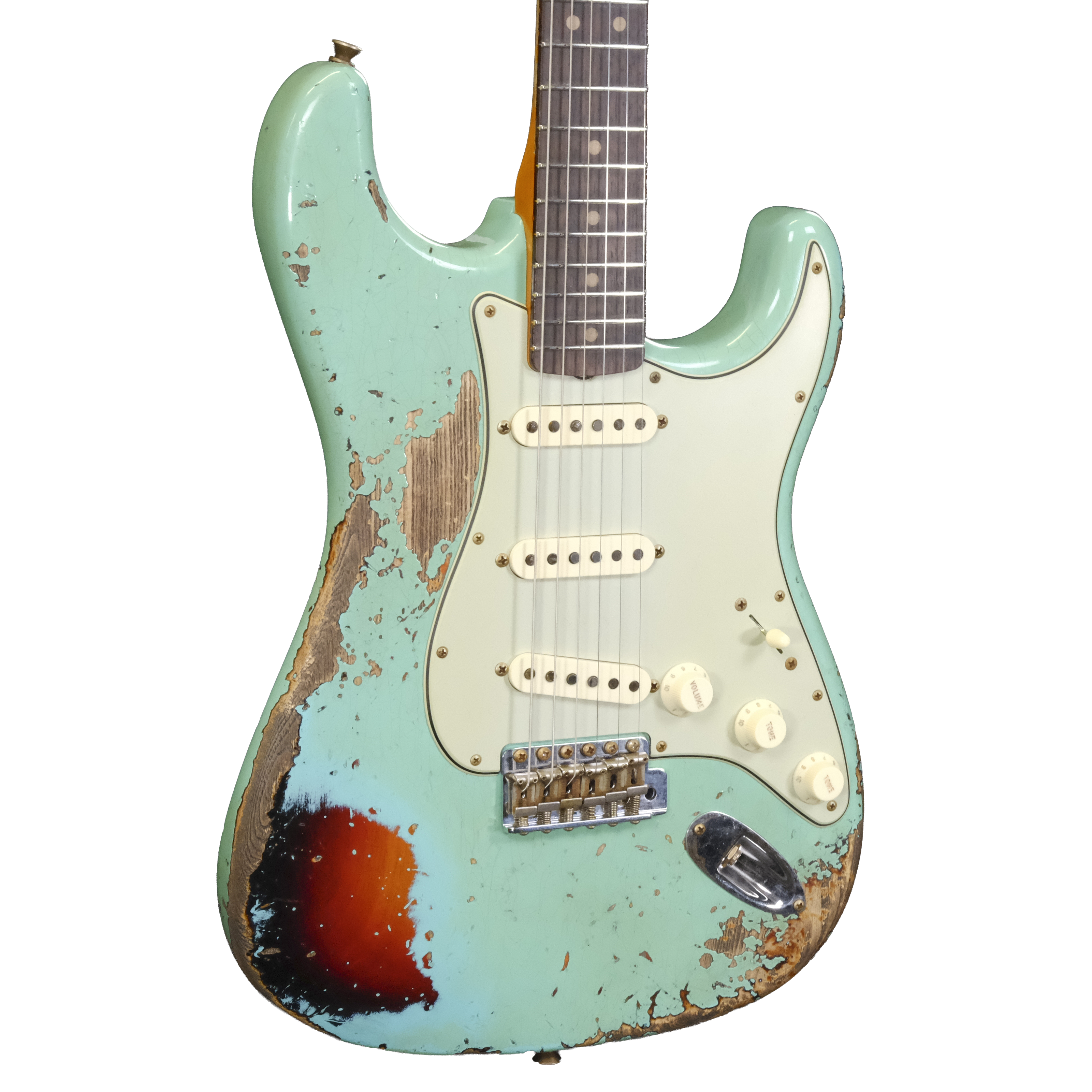 Fender Custom Shop '63 Stratocaster Super Heavy Relic - Super Faded Aged Seafoam Green over 3-Color Sunburst