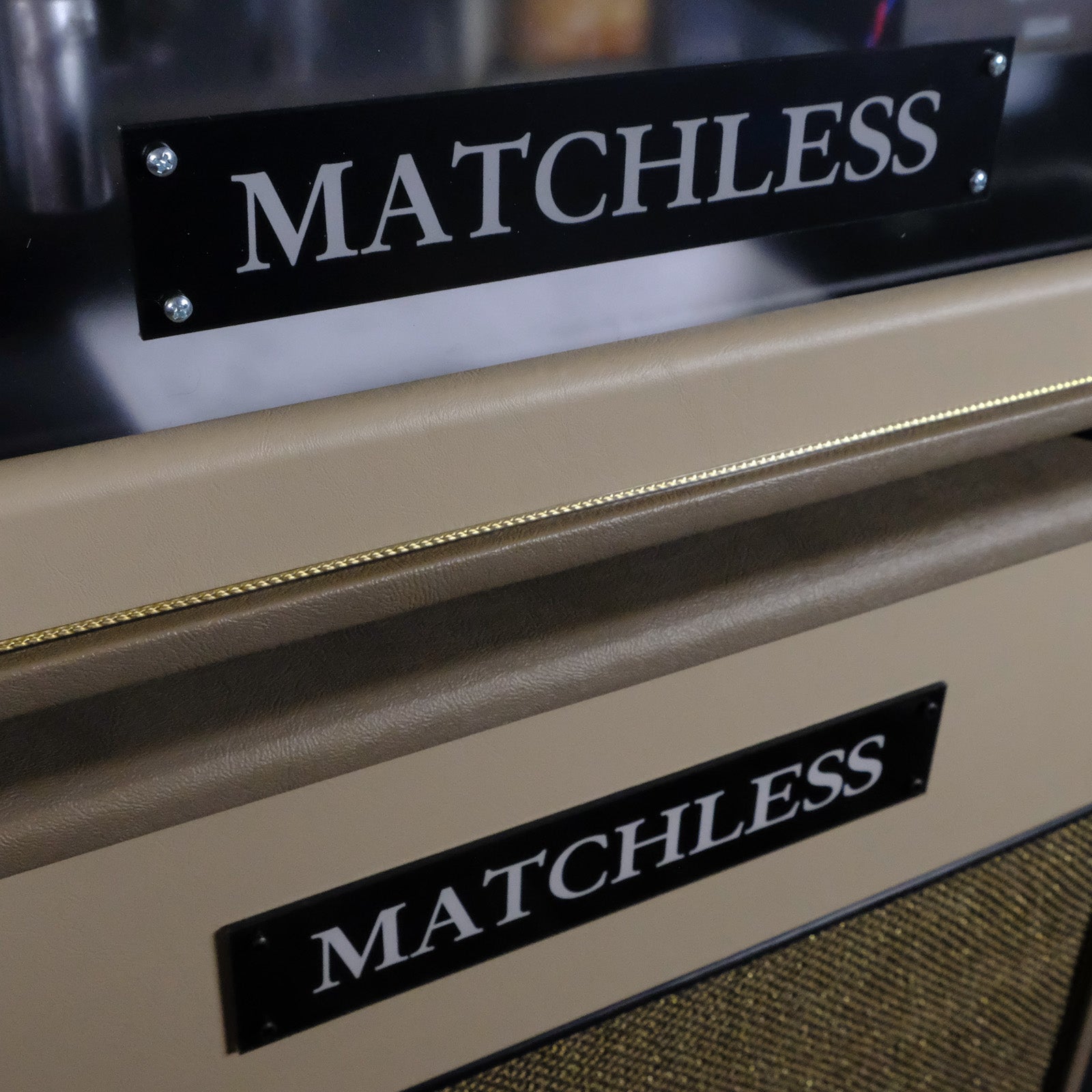 Matchless Avalon 30 Plexi Head Amp and 1x12 Cabinet - Cappuccino, Elk Beige Front, Gold Grill