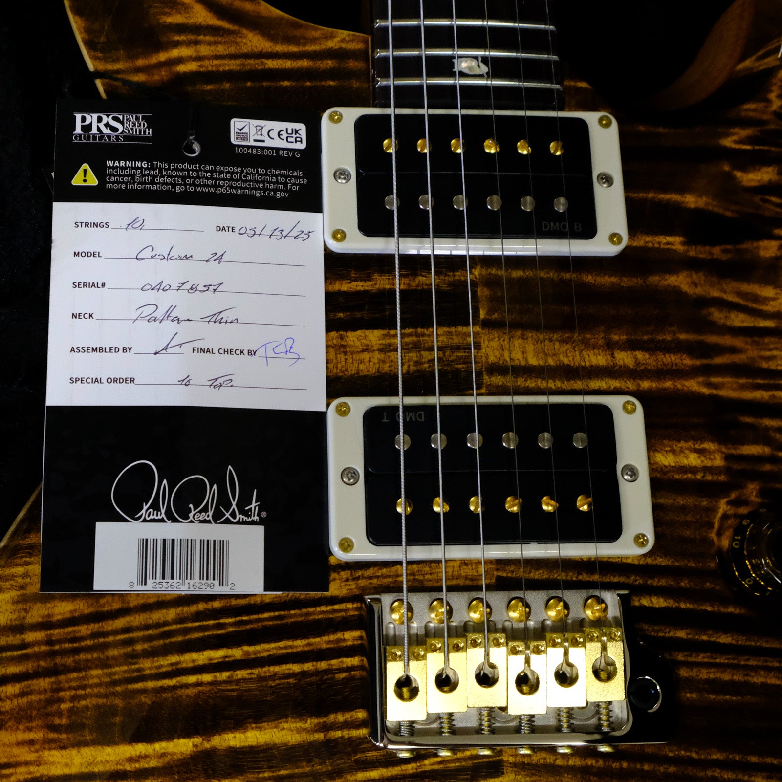 PRS Custom 24 - Yellow Tiger 10 Top