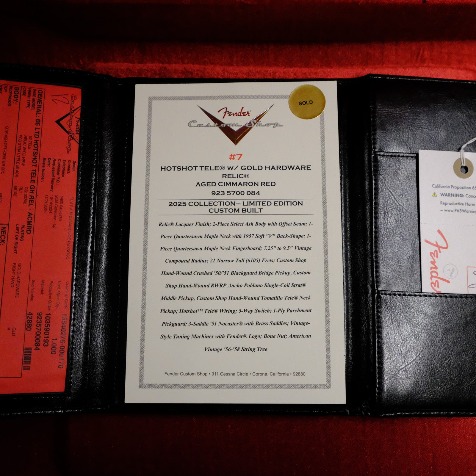 Fender 2025 Collection Limited Edition Custom Shop Hotshot Tele Gold Hardware Relic Electric Guitar - Aged Cimmaron Red