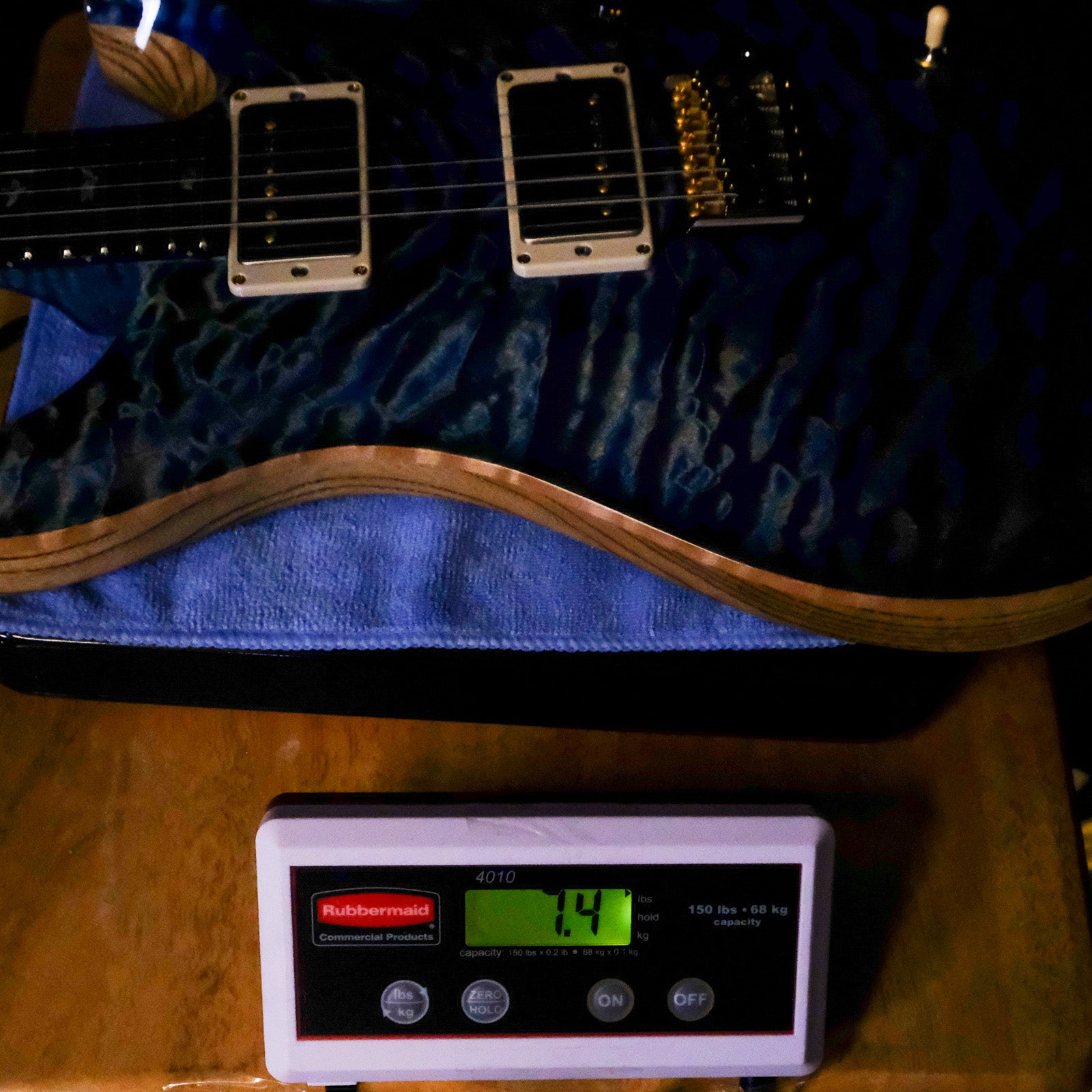 PRS Wood Library Custom 24 Quilt Faded Blue Jean - Natural Back - Stained Neck