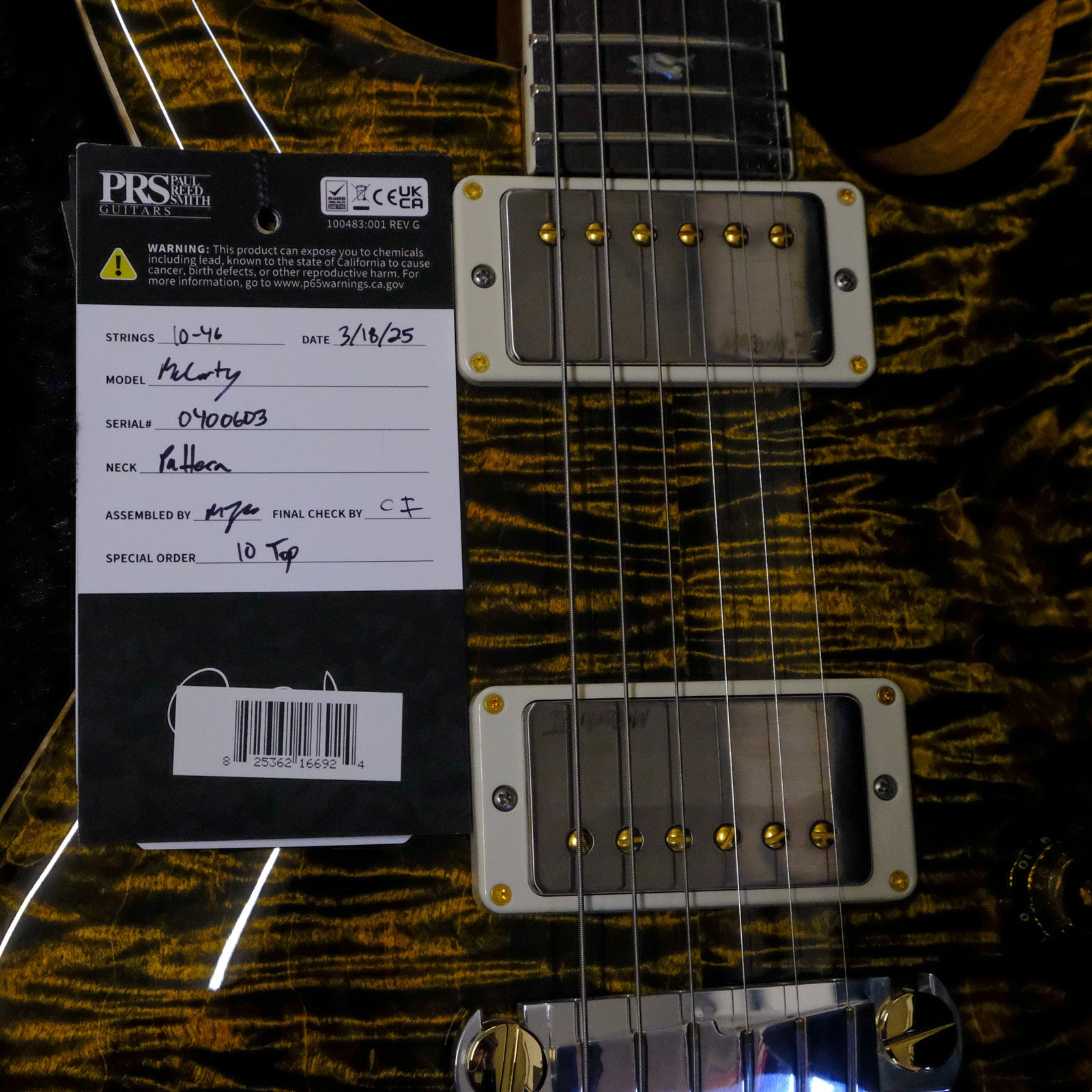 PRS McCarty Electric Guitar - Yellow Tiger, 10-Top