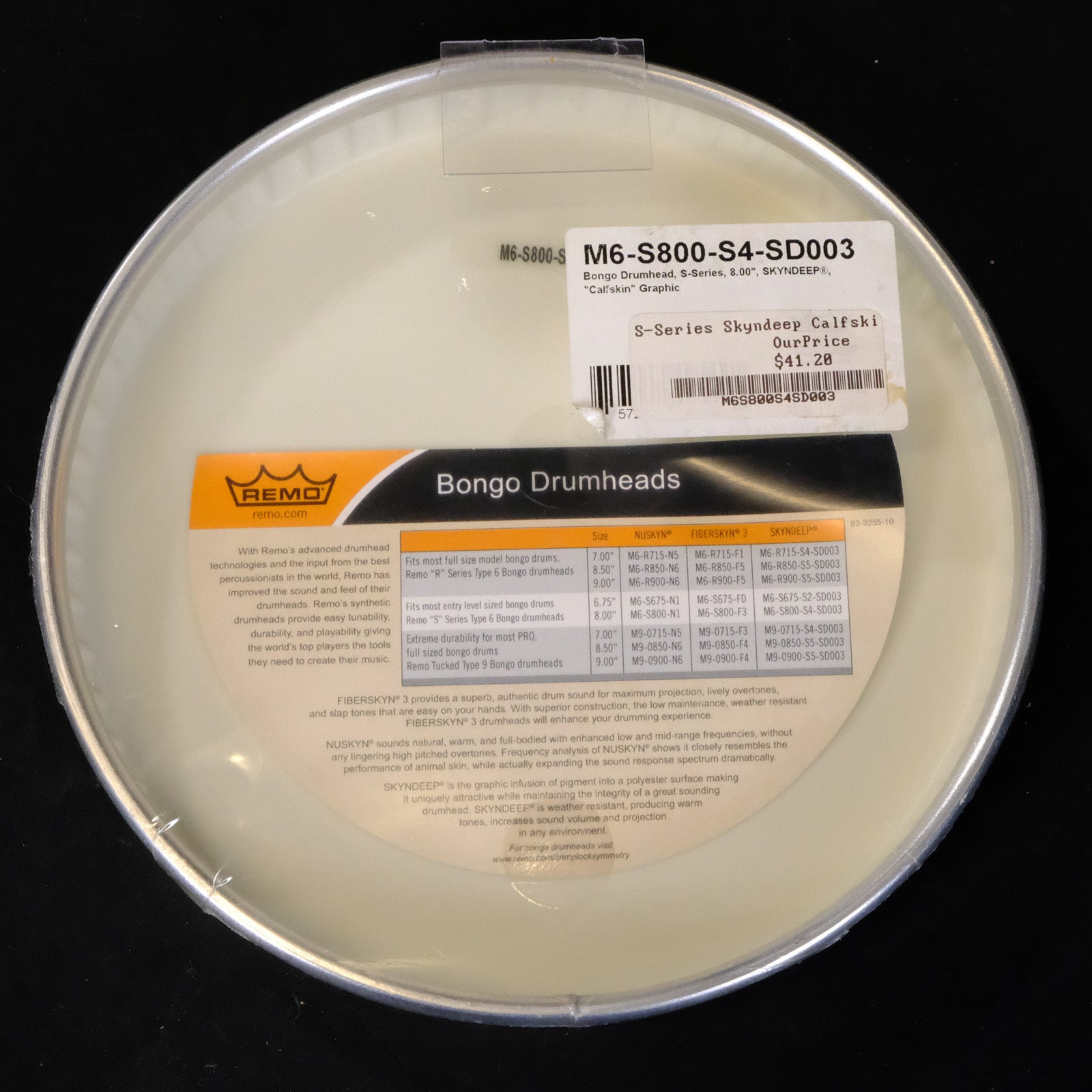 Used Remo 8" S-Series Skyndeep Bongo Drum Head - Calfskin Graphic