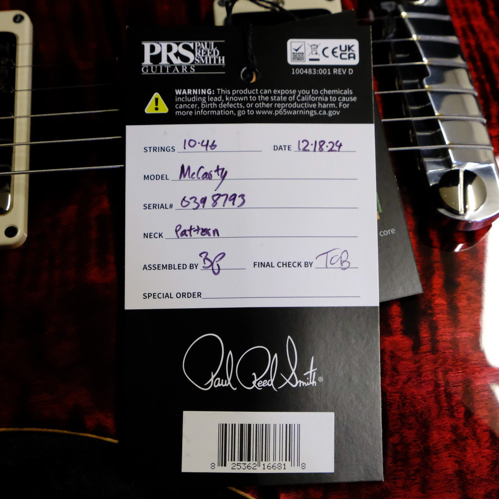 PRS McCarty Electric Guitar - Red Tiger