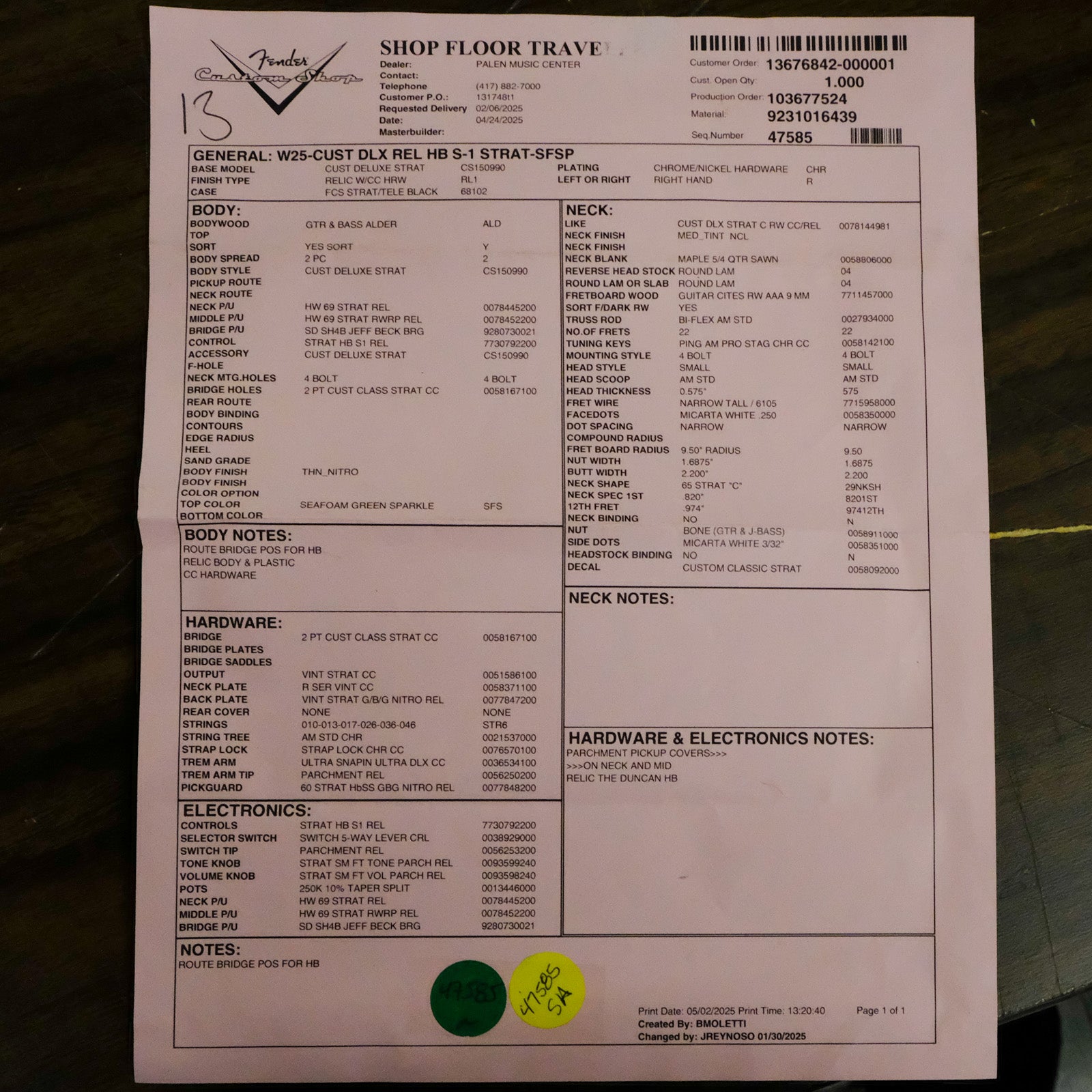 Fender Custom Shop Custom Deluxe Stratocaster - Seafoam Green Sparkle