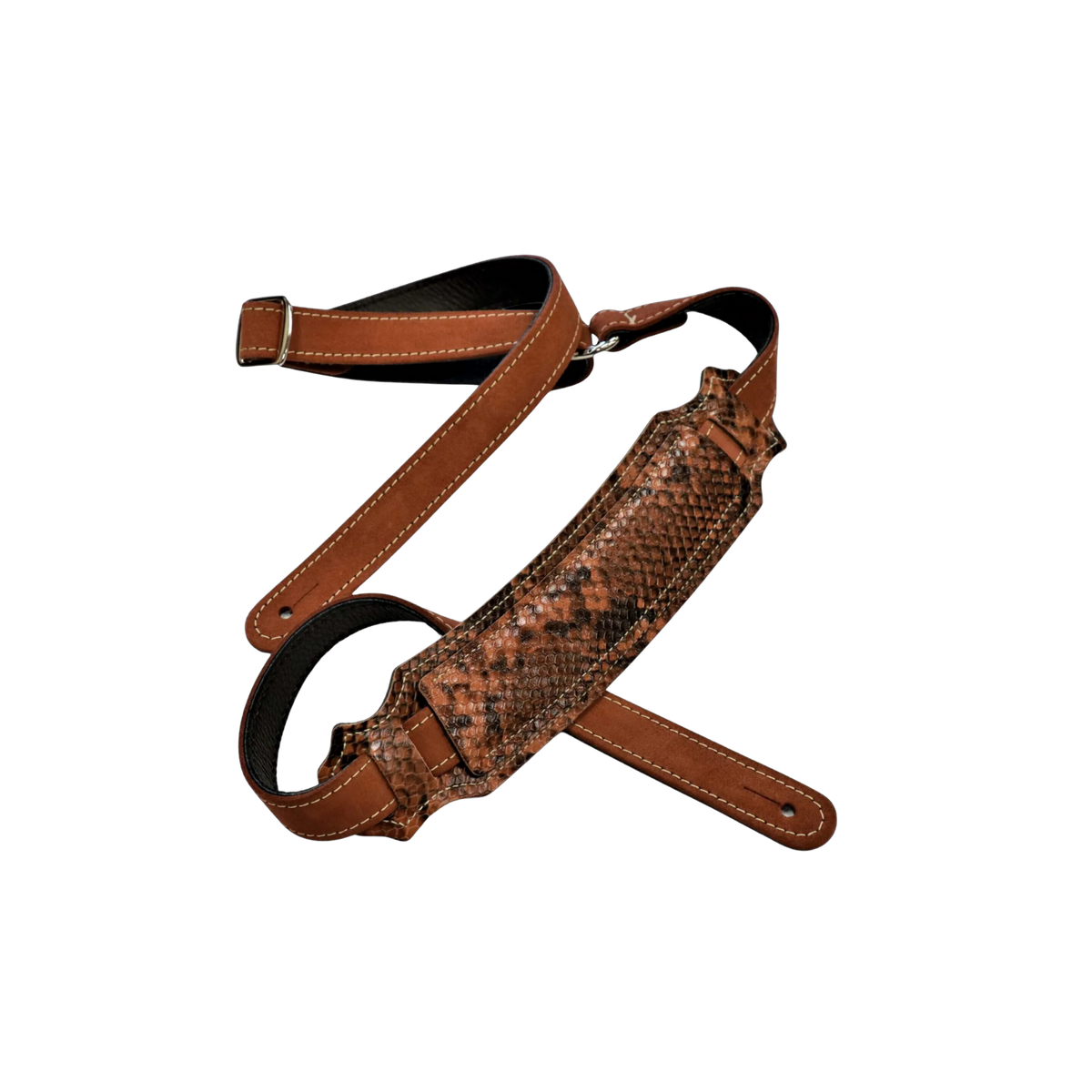 Franklin Straps Vintage Snakeskin Ball Glove Guitar Strap - Cognac