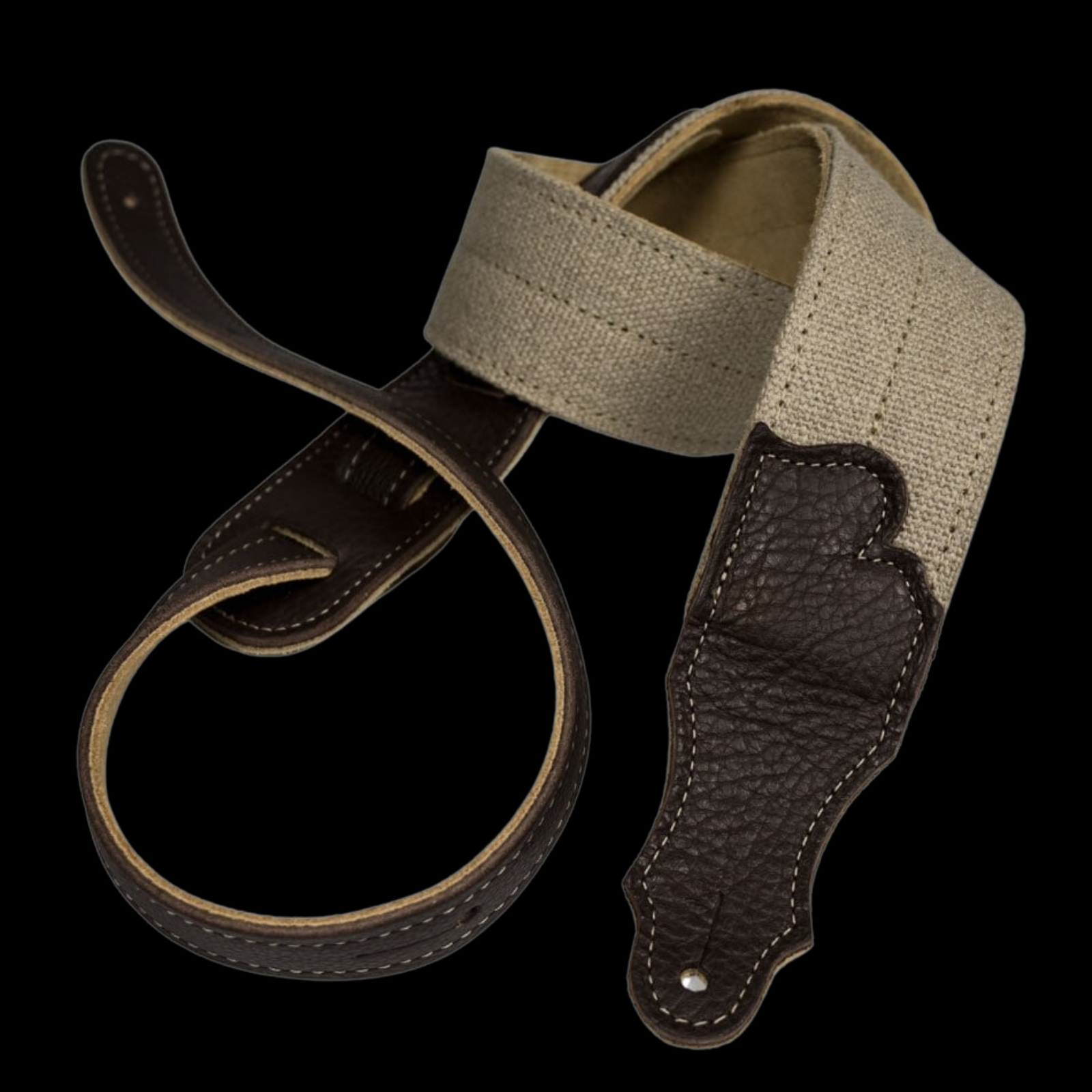 Franklin Straps 2" Hemp 2-Fold with Suede Backing and Leather Ends - Chocolate - Palen Music