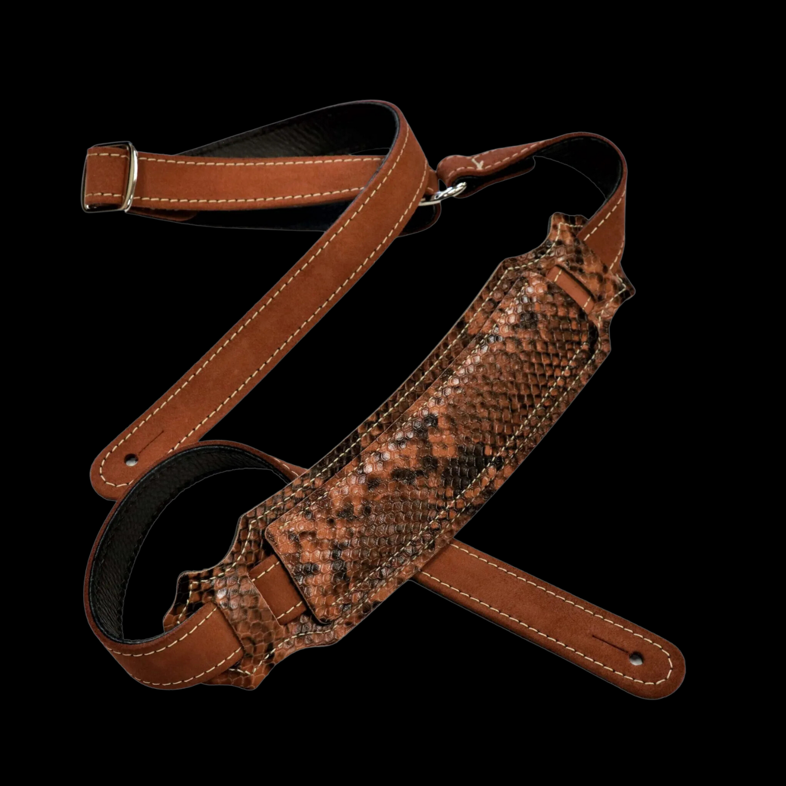 Franklin Straps Vintage Snakeskin Ball Glove Guitar Strap - Cognac