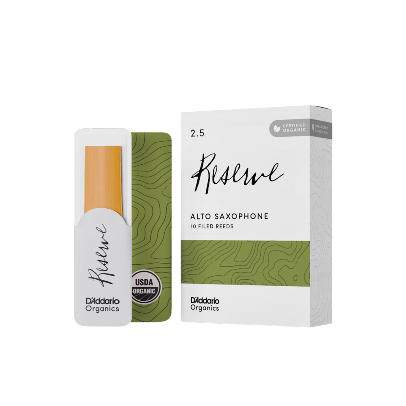 D'Addario Organic Reserve Alto Saxophone Reeds, Strength 2.5 (10-Pack)