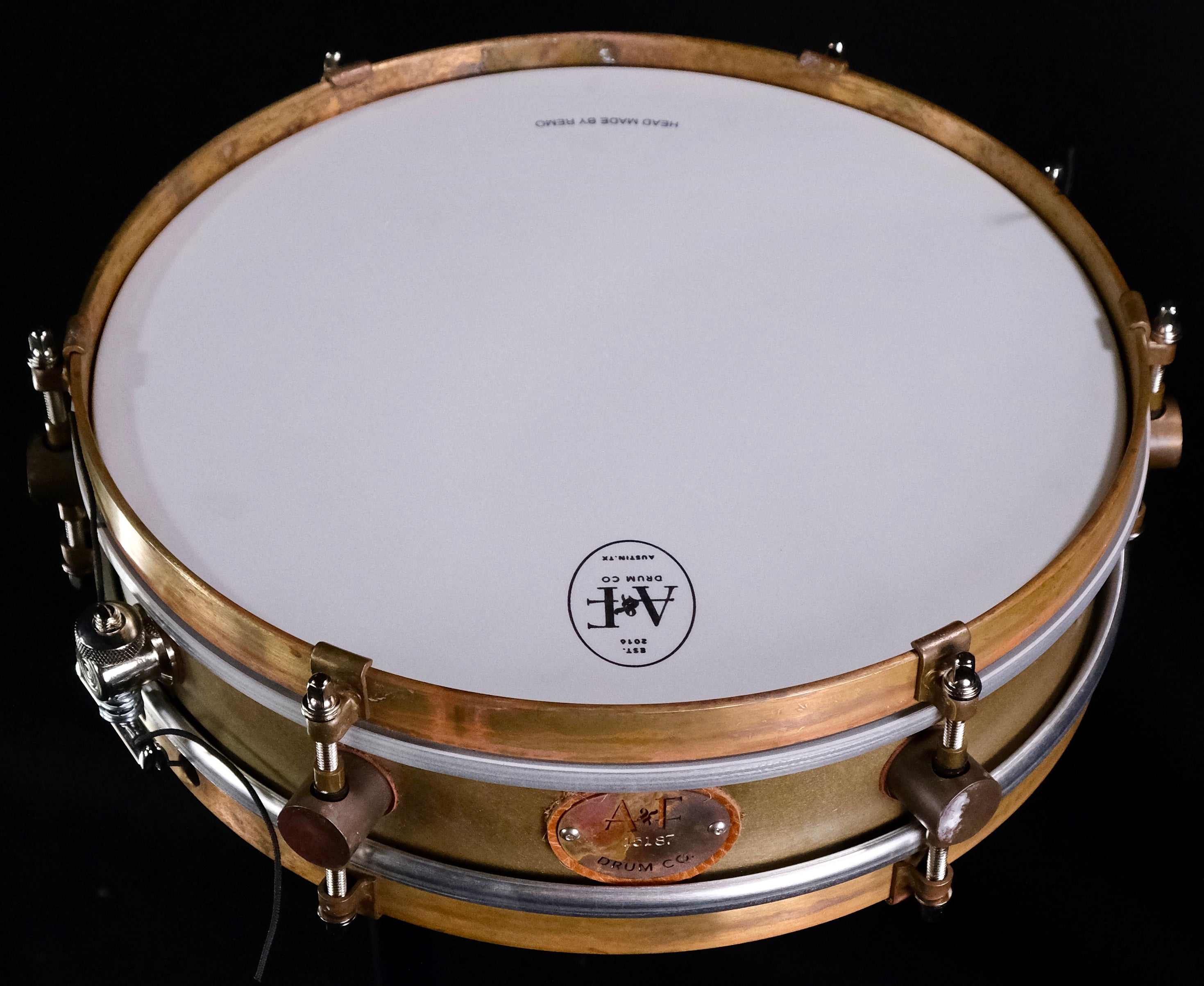 A&F Drum Company Rude Boy Snare Drum - 3-inch x 12-inch - Raw Brass - Palen Music
