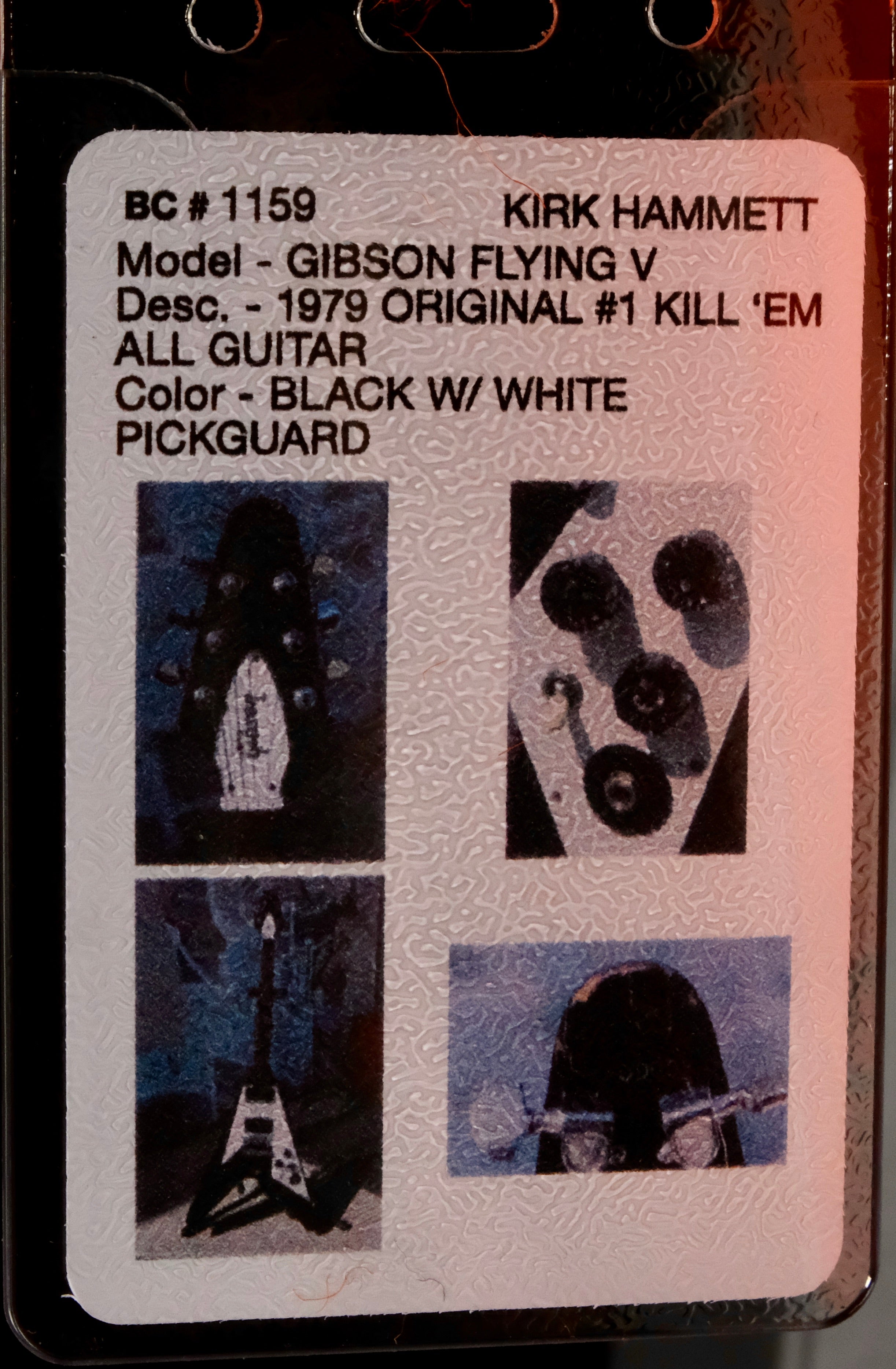 Gibson Custom Shop Kirk Hammett 1979 Flying V - Ebony - Palen Music