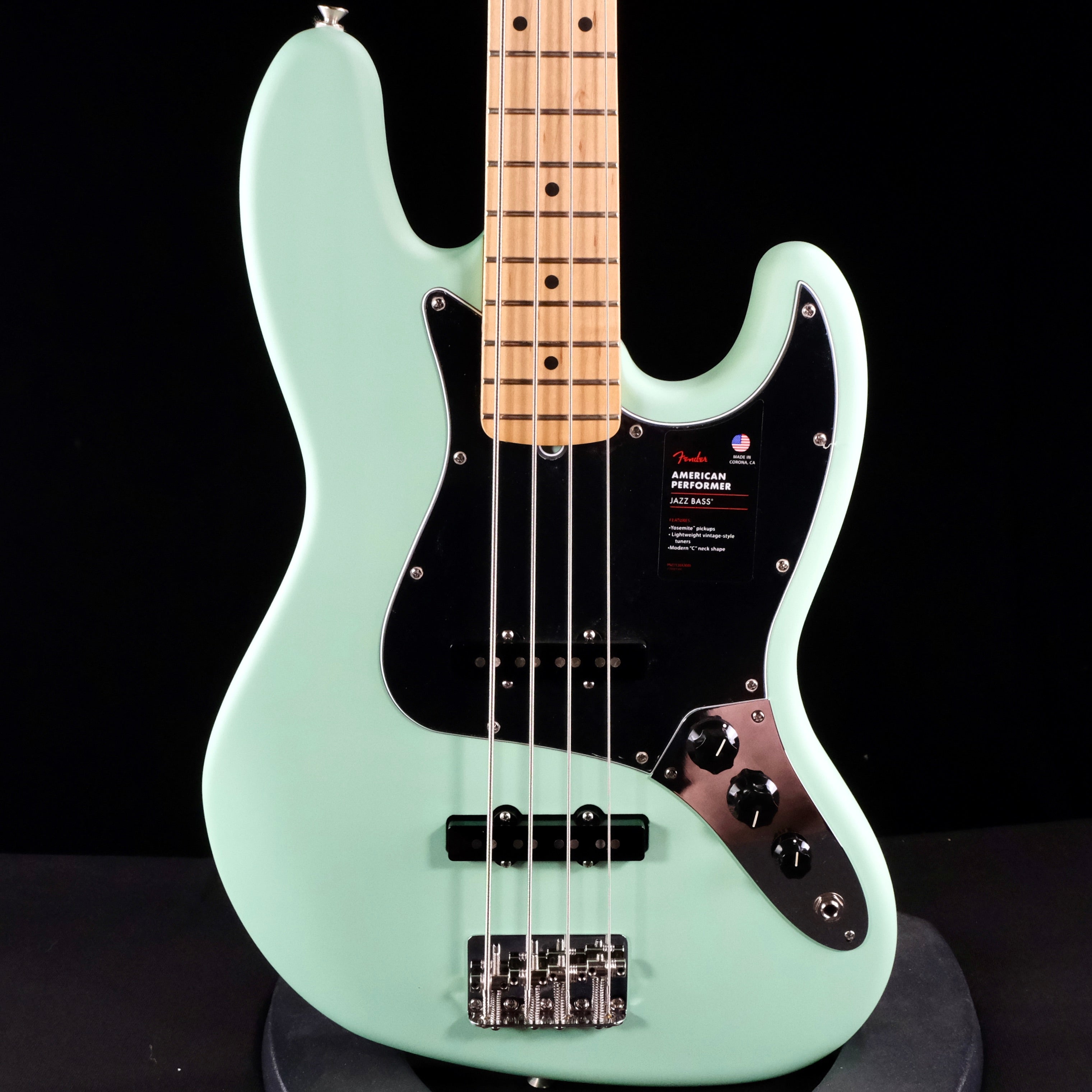 Fender American Performer Jazz Bass - Satin Surf Green with Maple Fingerboard - Palen Music