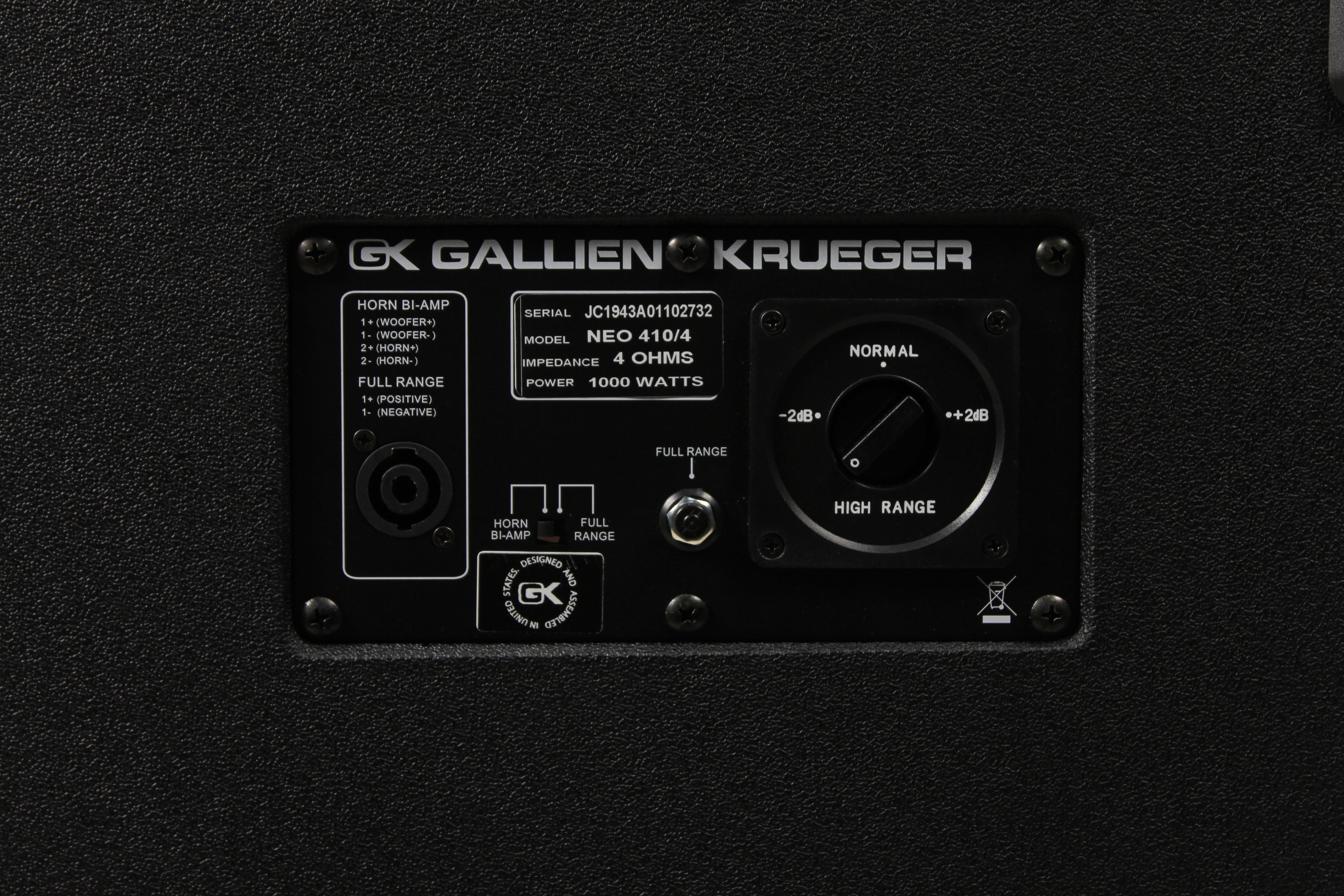Gallien-Krueger Neo 410 4x10 1,000 Watt Bass Cabinet NEO4104 - Palen Music