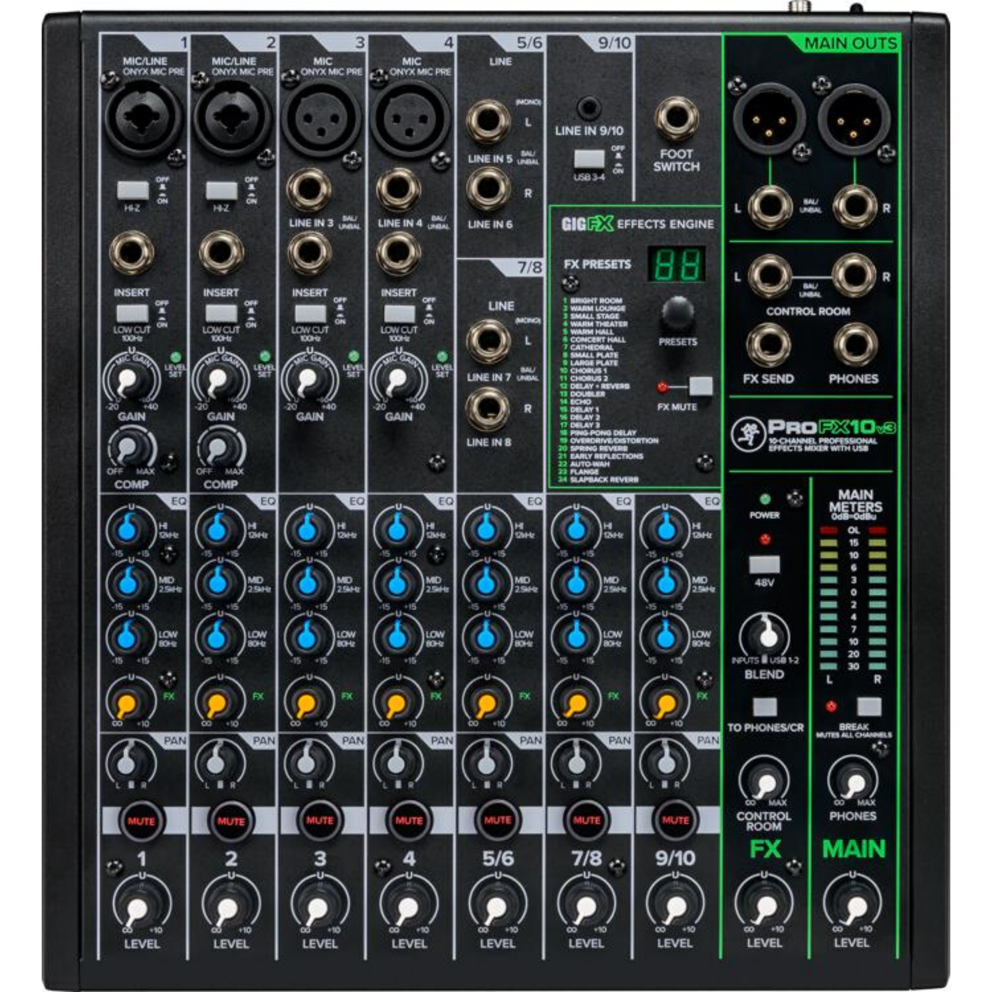 Mackie Pro FX10 v3 Professional Effects Mixer with USB PROFX10V3 - Palen Music