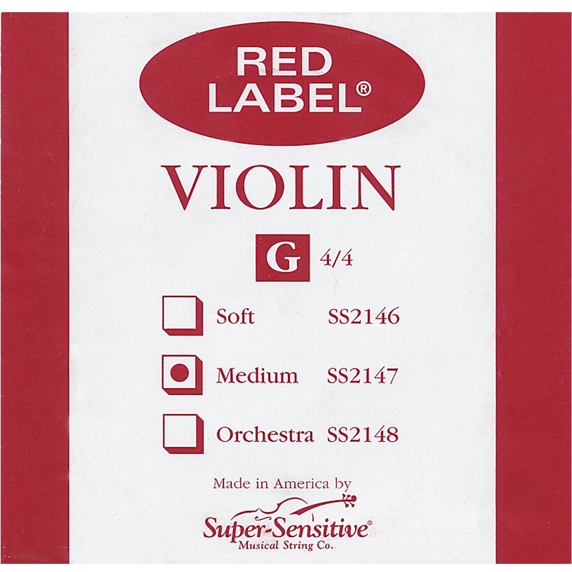 Super-Sensative Red Label 4/4 Violin Individual G String (Medium Tension) - Palen Music