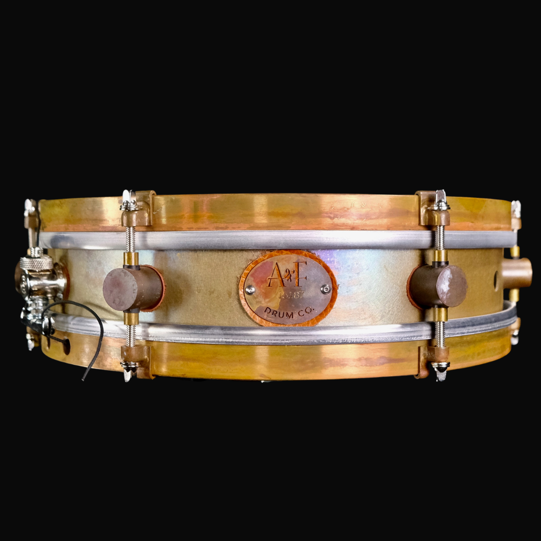 A&F Drum Company Rude Boy Snare Drum - 3-inch x 12-inch - Raw Brass - Palen Music