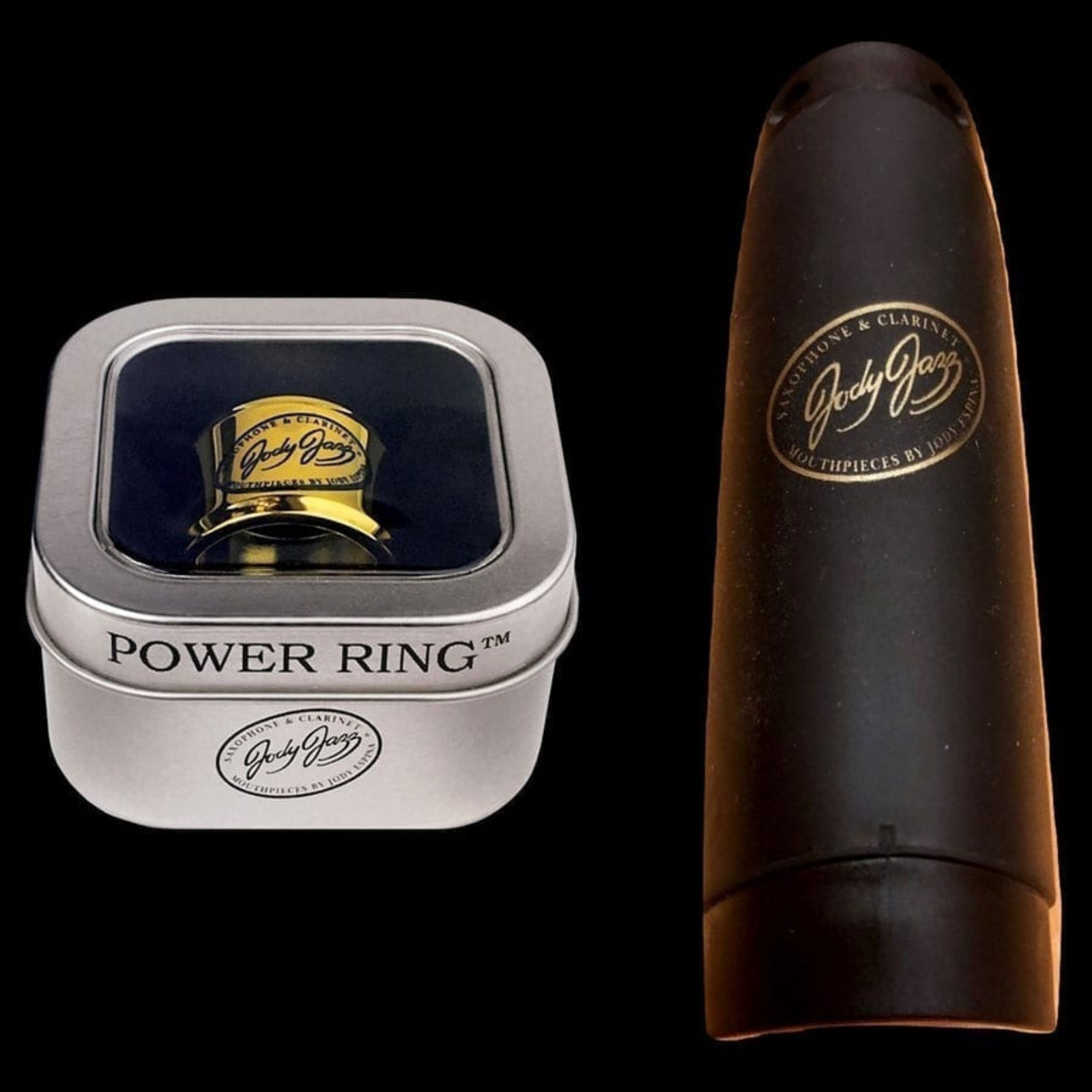 JodyJazz POWER RING Alto Saxophone Ligature with Cap MA1GC (Gold) - Palen Music