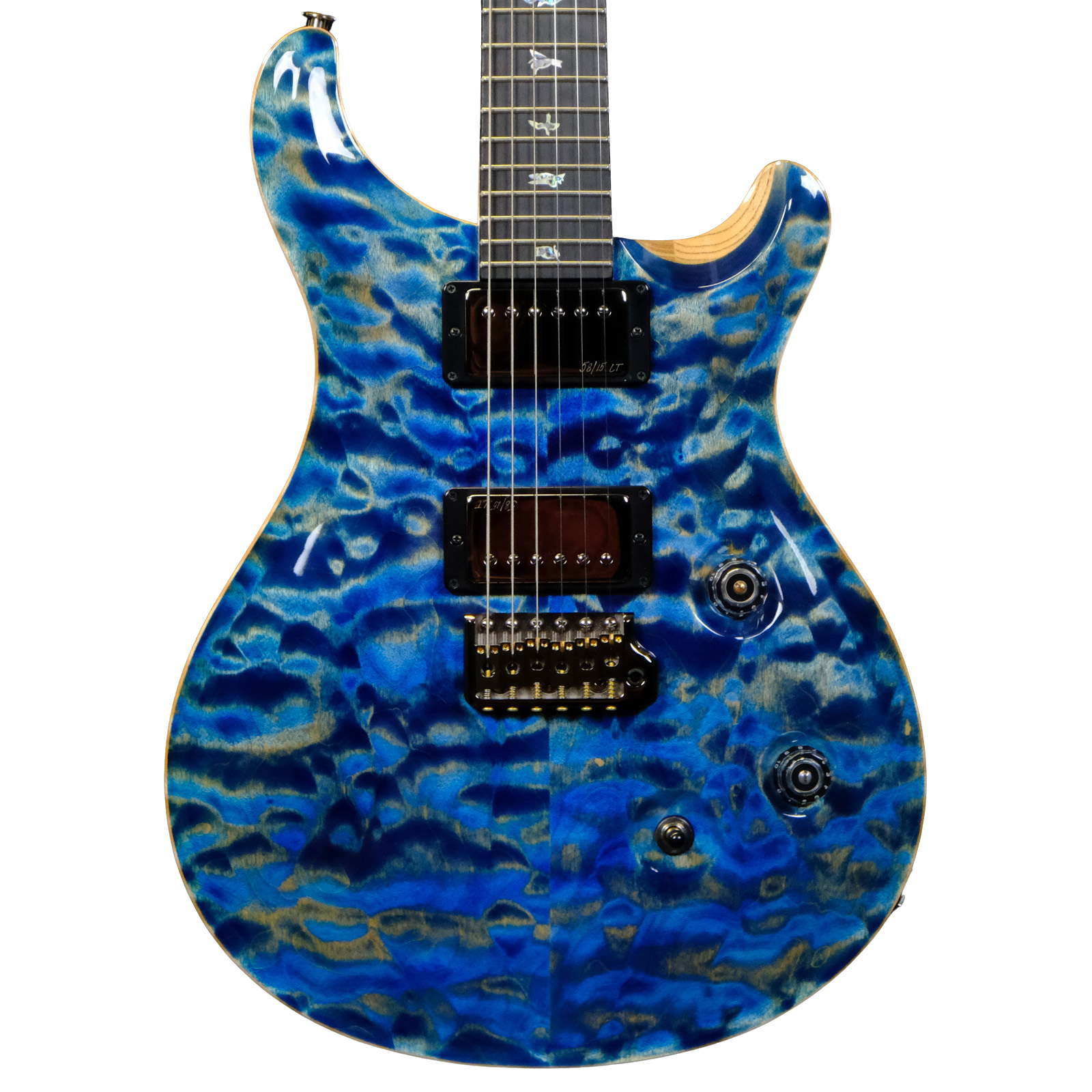 PRS Wood Library Custom 24 10-Top Quilted Maple -  Faded Blue Jean with Natural Back