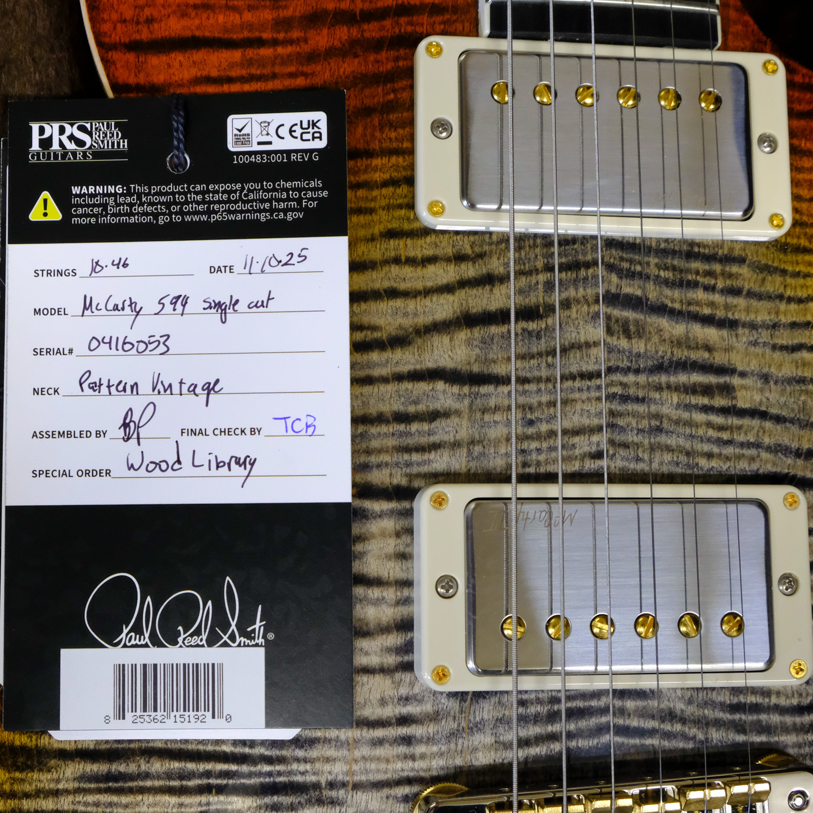 PRS Wood Library McCarty 594 Singlecut Flame Maple - Burnt Maple Leaf