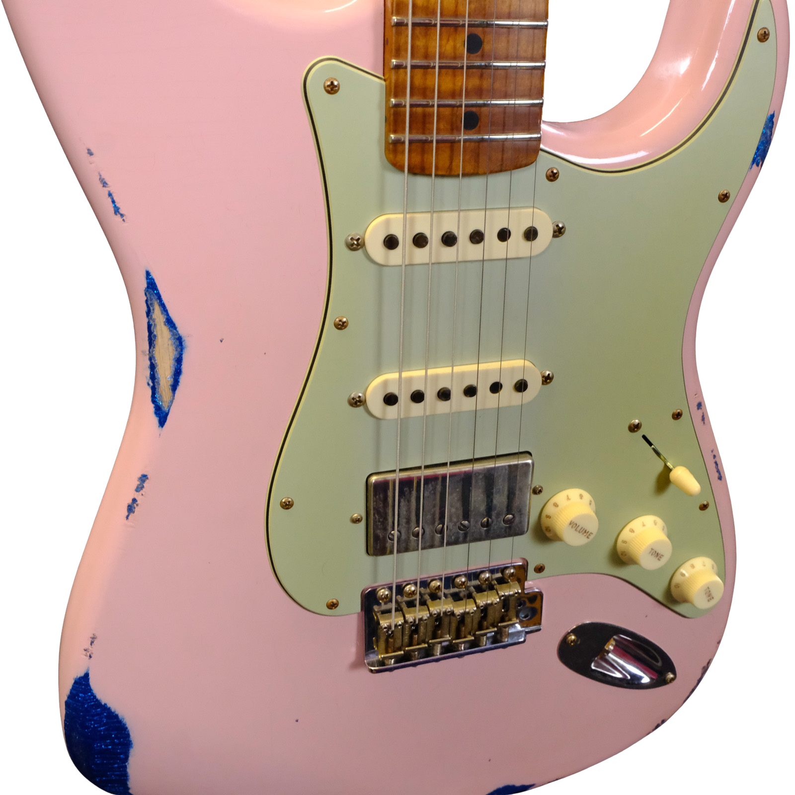 Fender Custom Shop '60 Strat Relic HSS - Shell Pink over Blue Sparkle