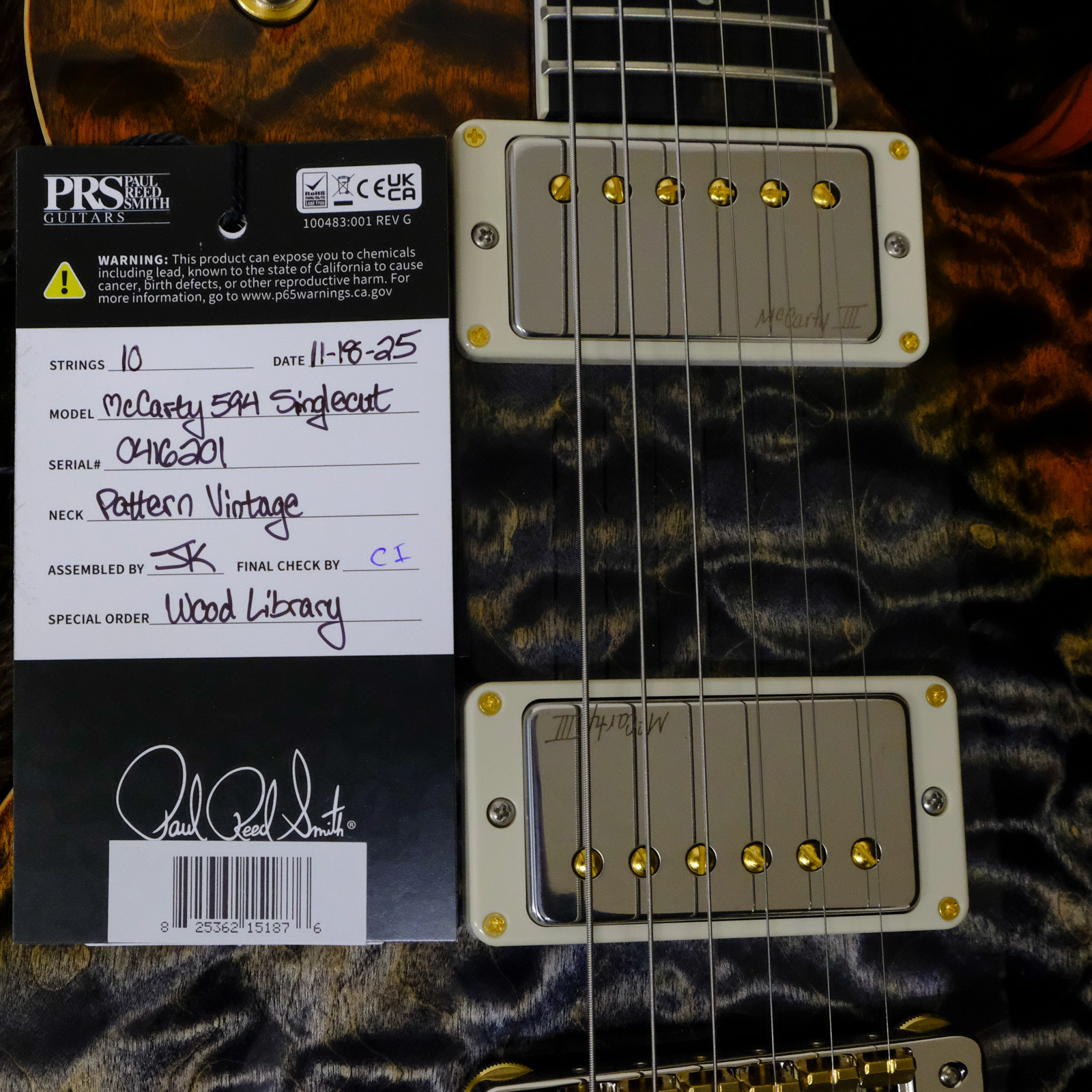 PRS Wood Library McCarty 594 Singlecut Quilted Maple - Burnt Maple Leaf