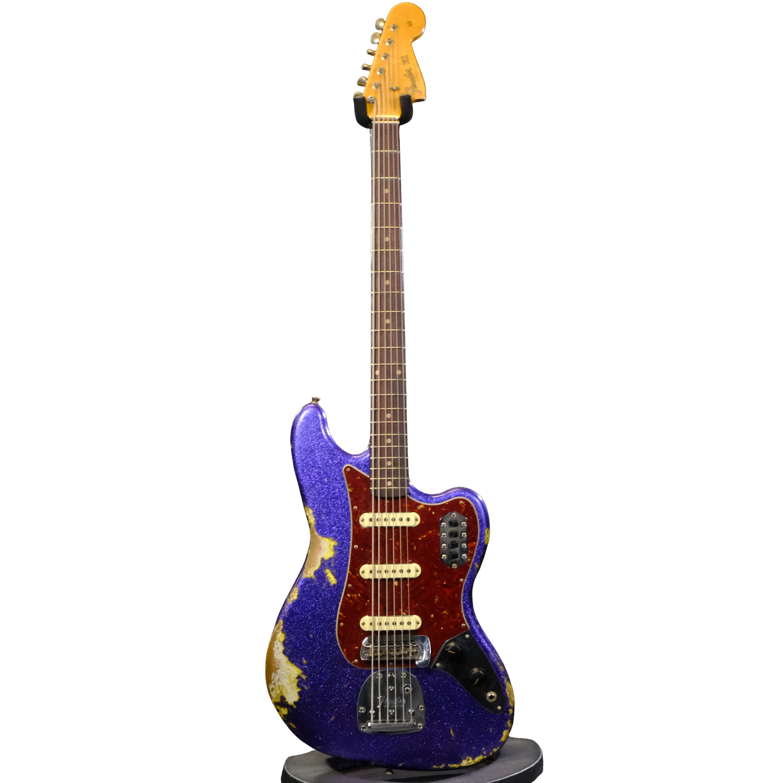 Fender Custom Shop Bass VI Journeyman Relic - Purple Sparkle over Graffiti Yellow