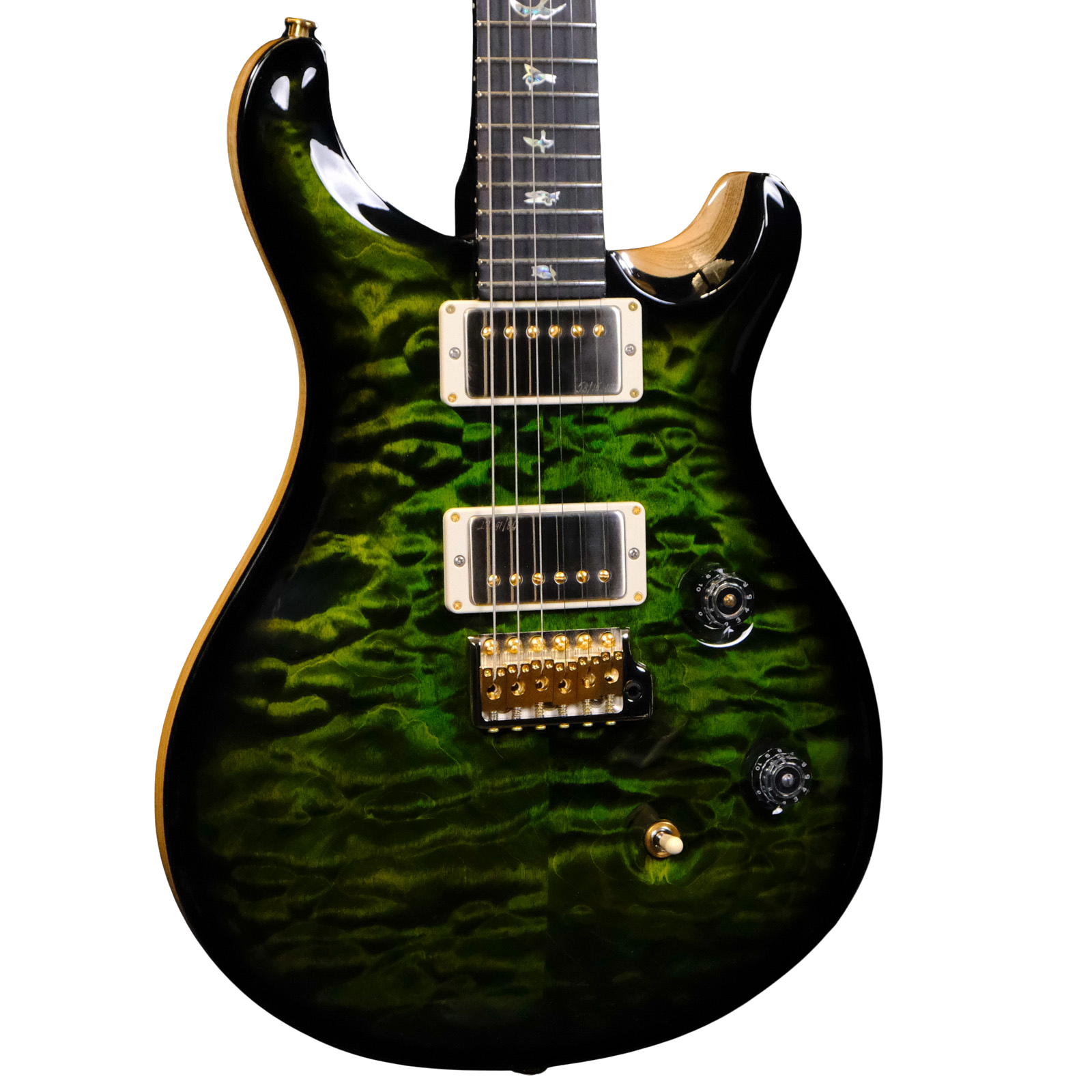 PRS Wood Library Custom 24 Quilt Electric Guitar - Jade/Charcoal Burst
