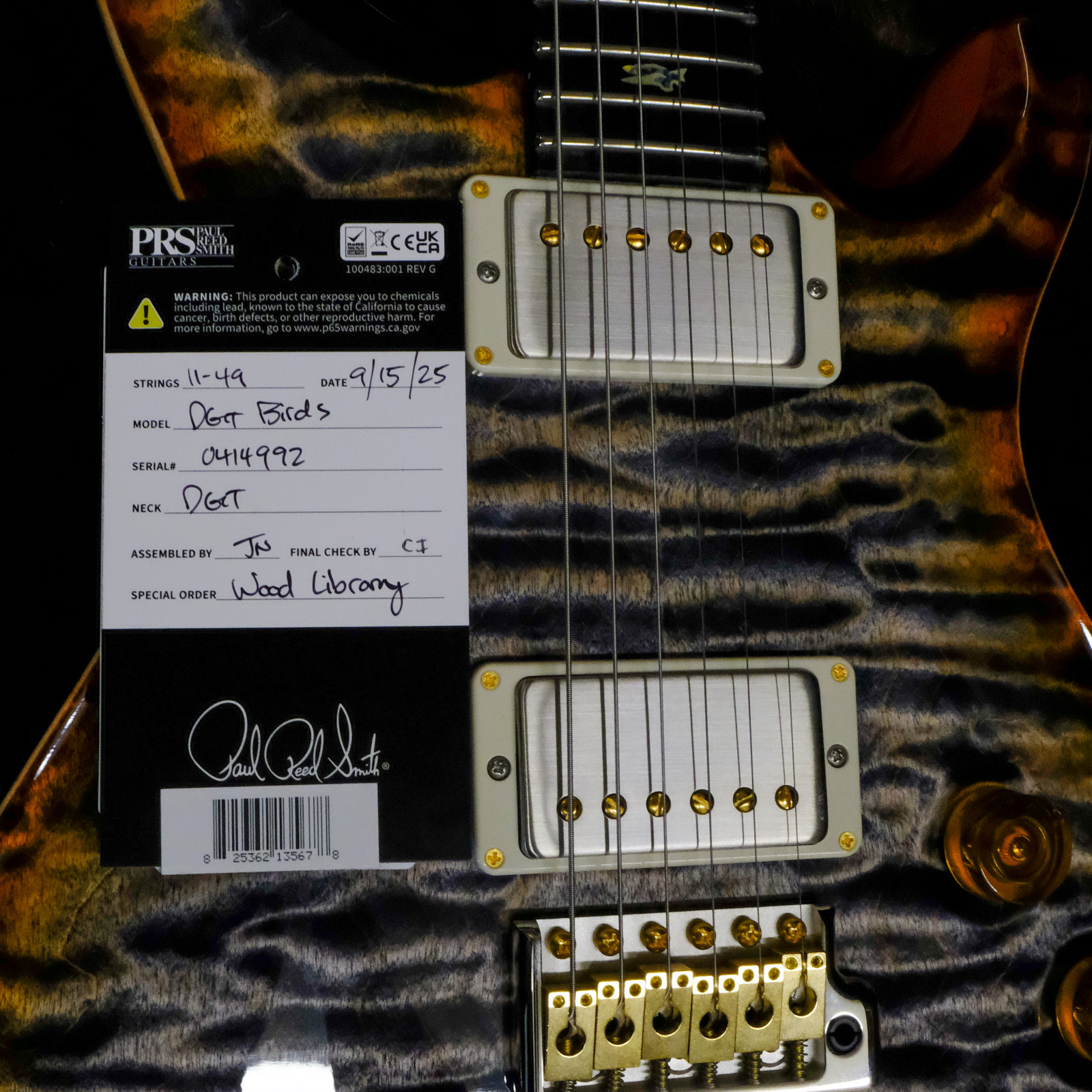 PRS Wood Library DGT Quilted Maple - Burnt Maple Leaf with Stained Neck