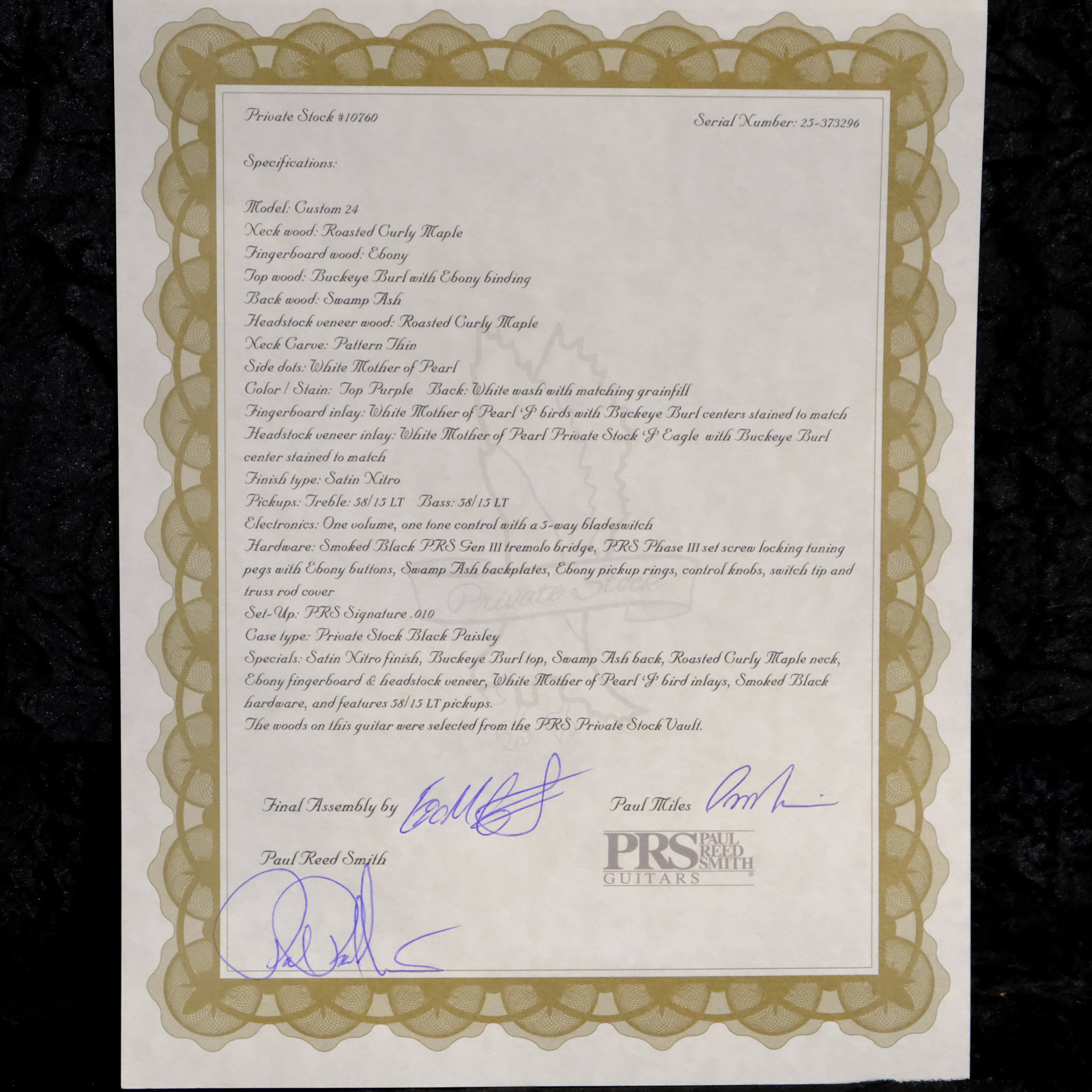 PRS Private Stock Buckeye Burl Custom 24 - Top Purple with White Wash Back