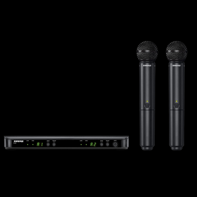 Shure BLX288/SM58 Dual Channel Wireless Handheld Microphone System - H9 Band - Black Grill - Palen Music
