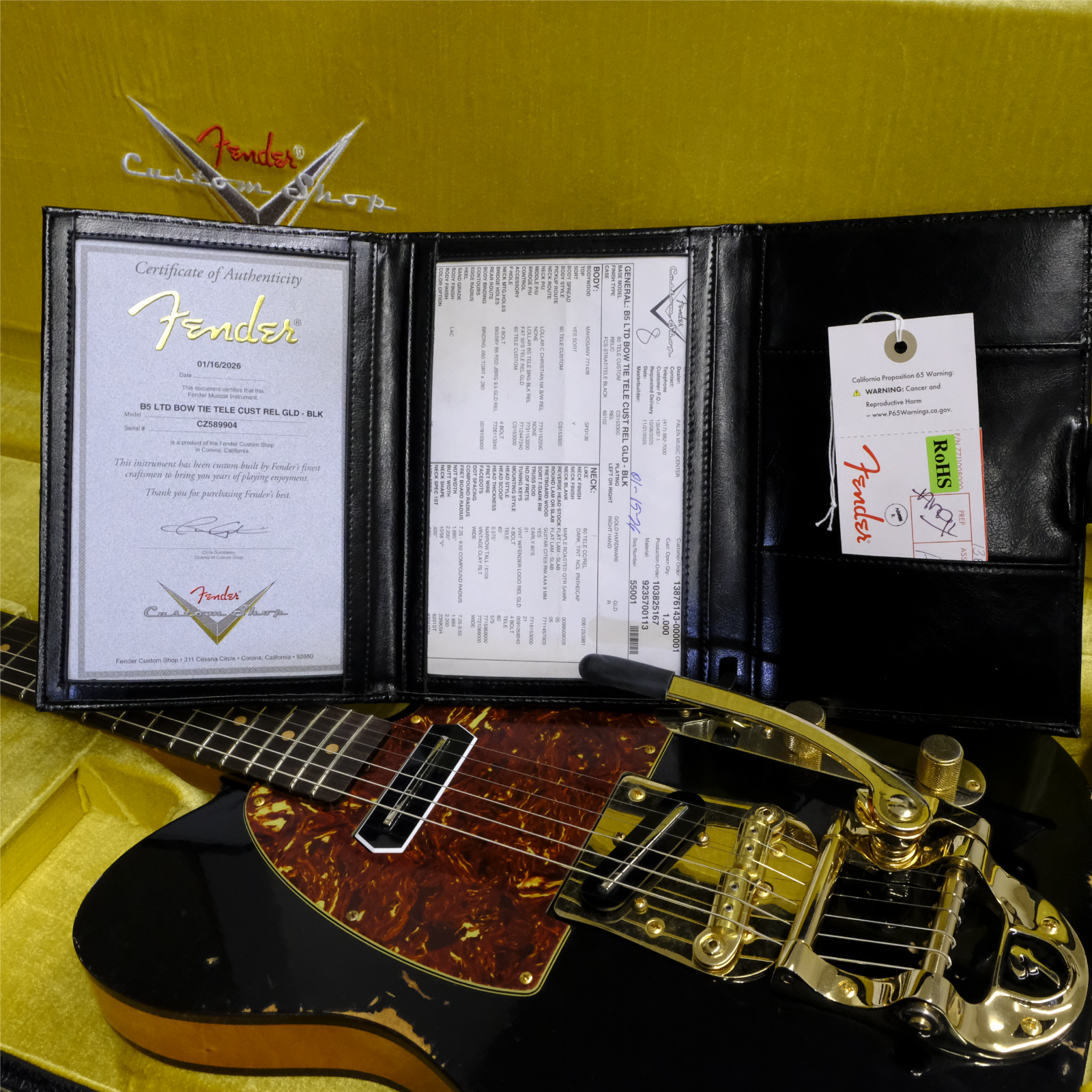 Fender Custom Shop Limited Edition Bow Tie Telecaster Custom Relic - Black