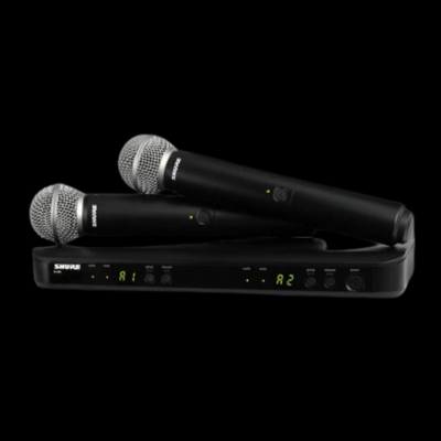 Shure BLX288/SM58 Dual Channel Wireless Handheld Microphone System - H9 Band - Black Grill - Palen Music