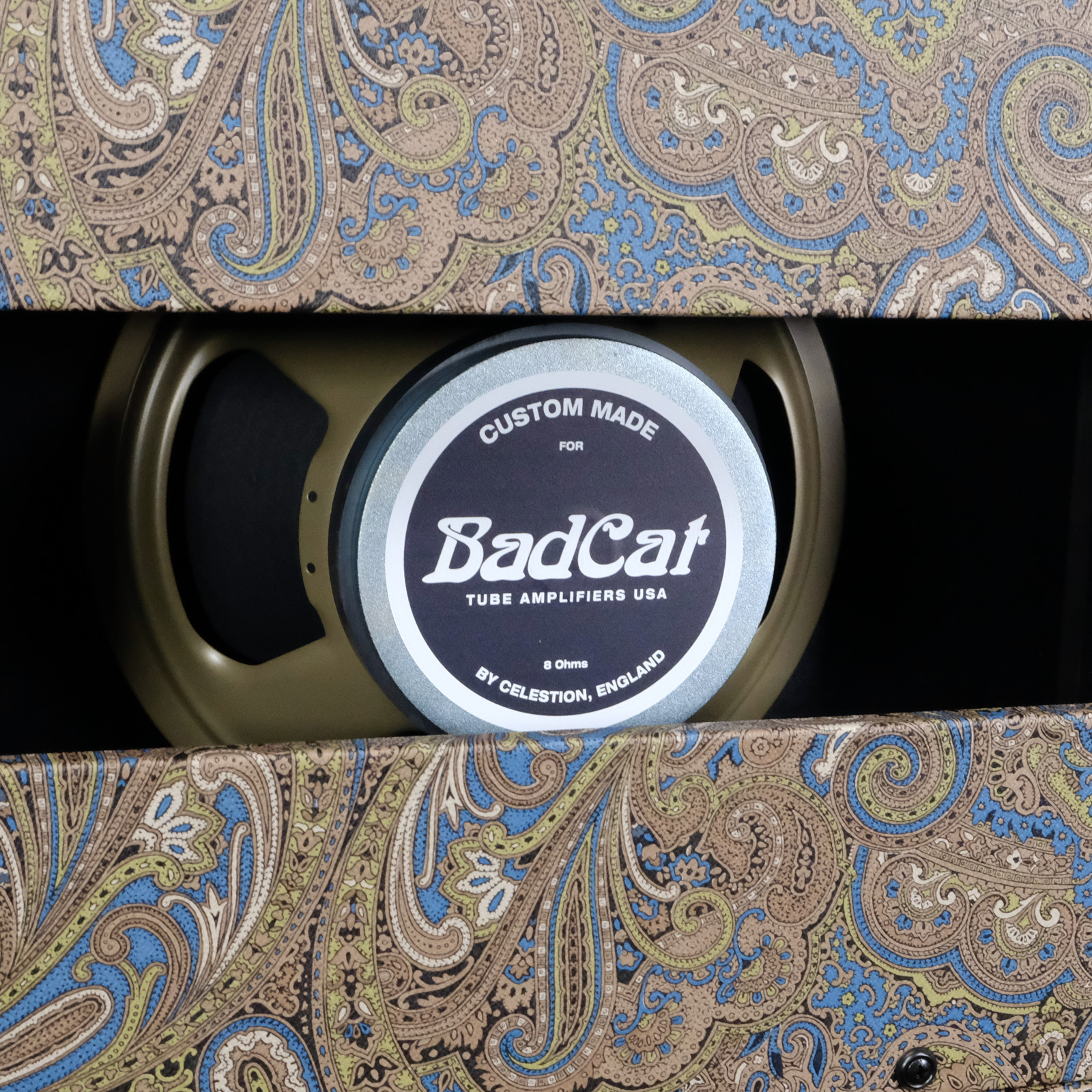 Bad Cat Mod Shop Hot Cat 50 Head and 1x12 Extension Cabinet - Custom Blue and Brown Paisley