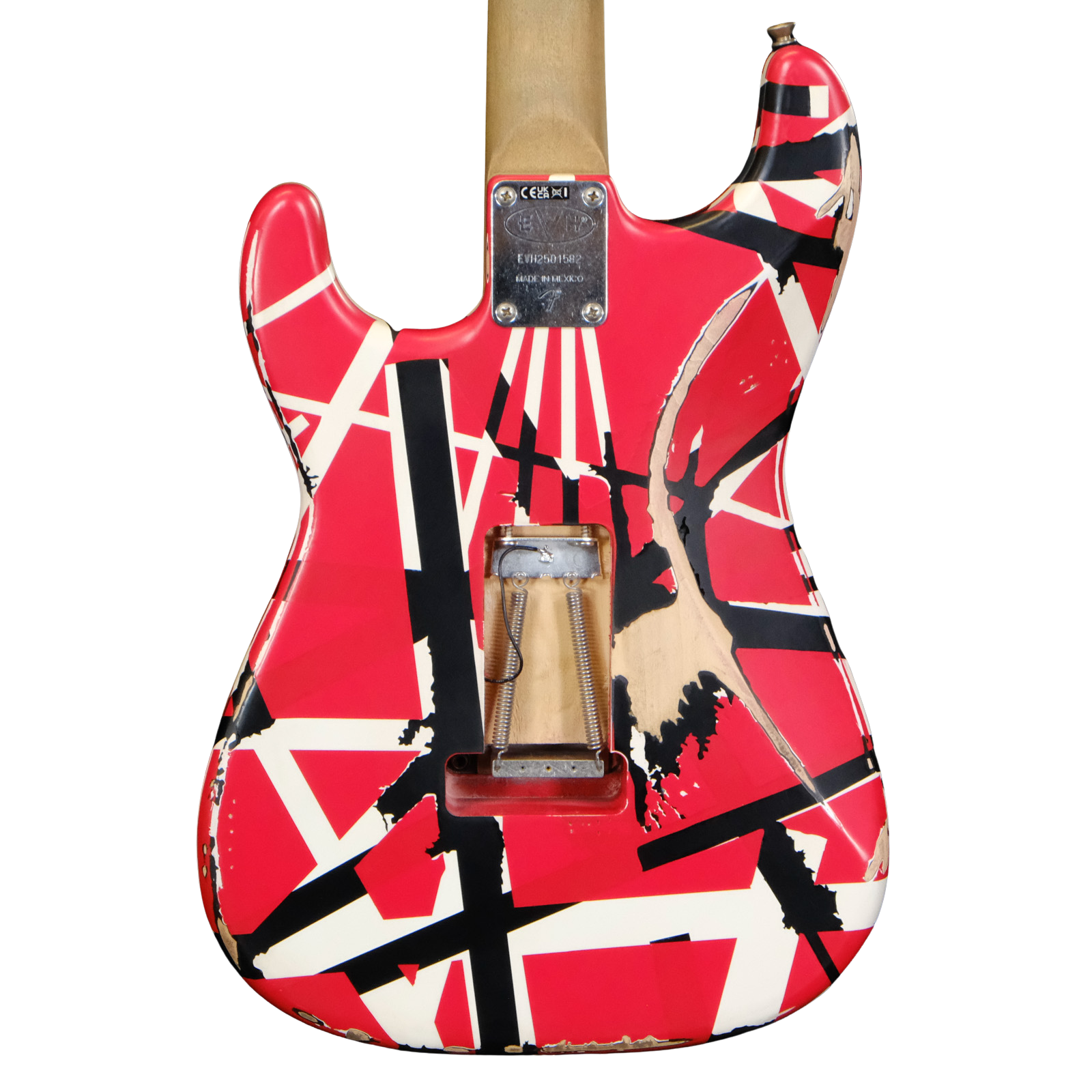 EVH Striped Series Frankie - Red with Black and White Stripes Relic