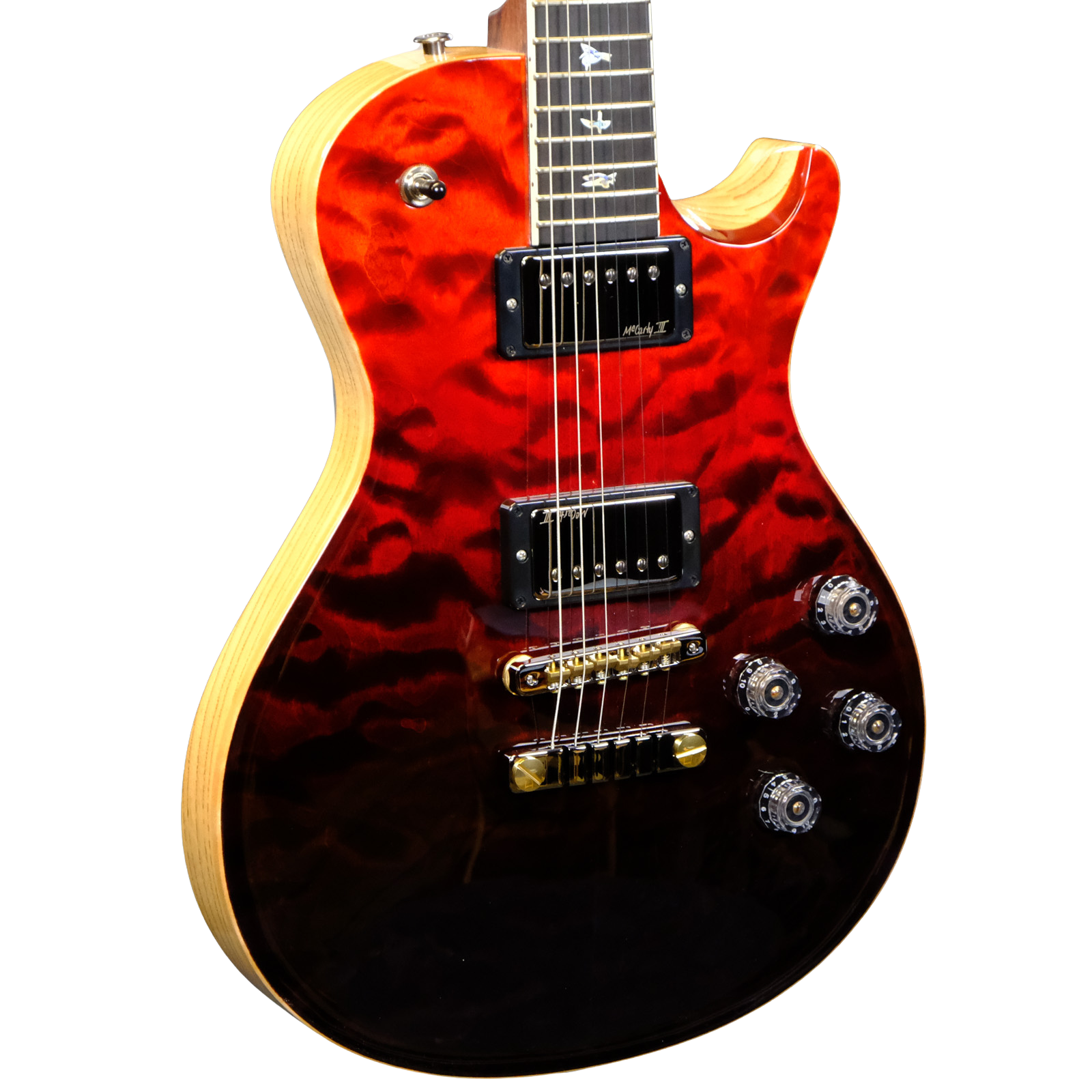 PRS Wood Library McCarty 594 Singlecut Electric Guitar - Fire Red to Gray Black Fade