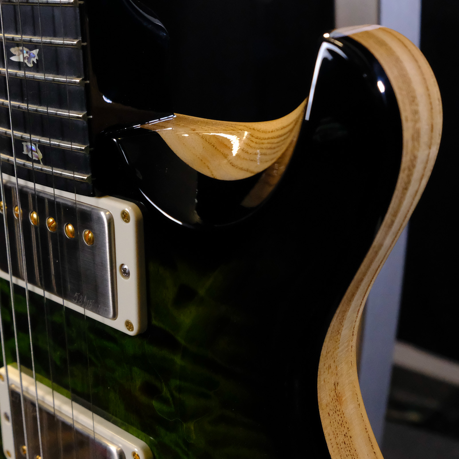 PRS Wood Library Custom 24 Quilt Electric Guitar - Jade/Charcoal Burst
