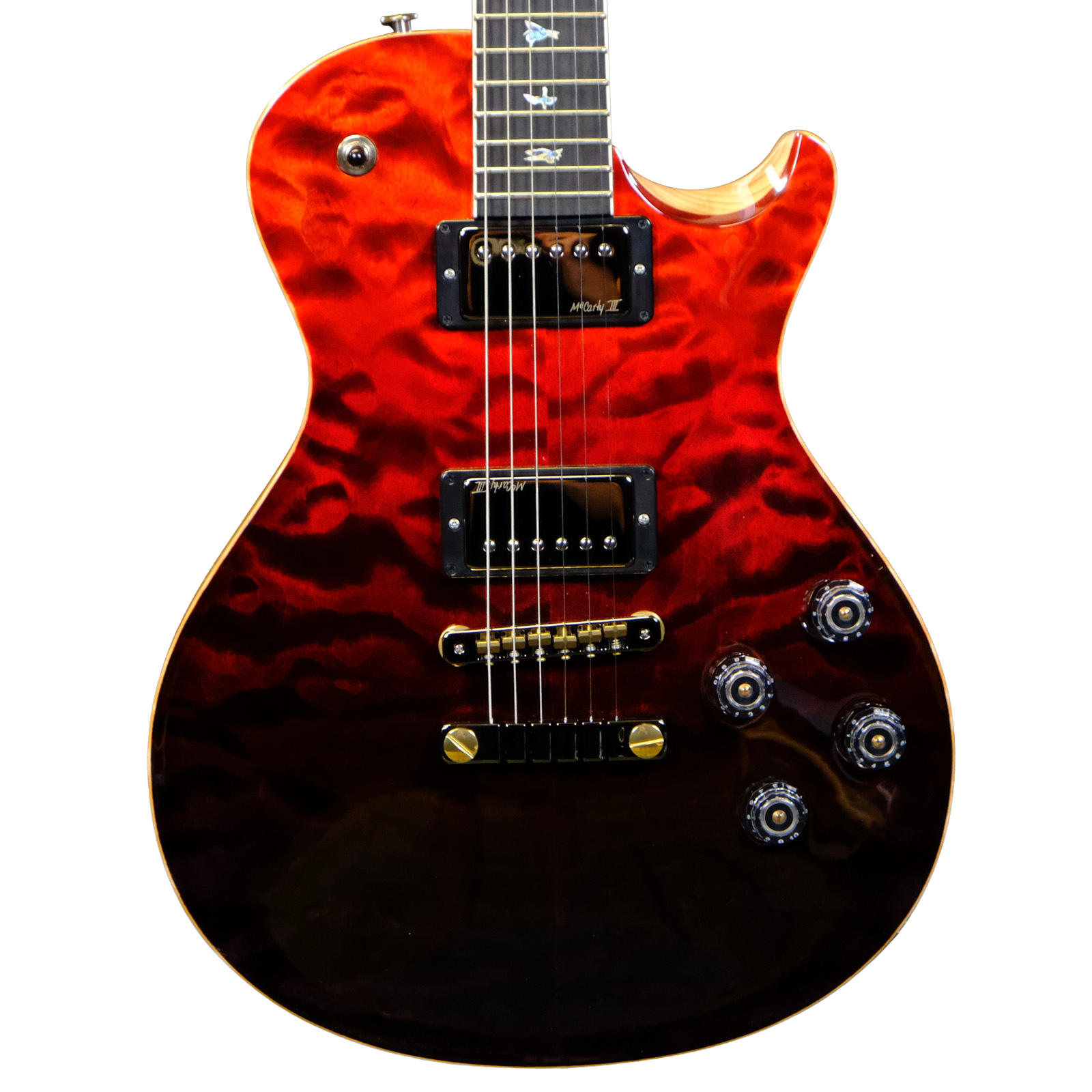 PRS Wood Library McCarty 594 Singlecut Electric Guitar - Fire Red to Gray Black Fade